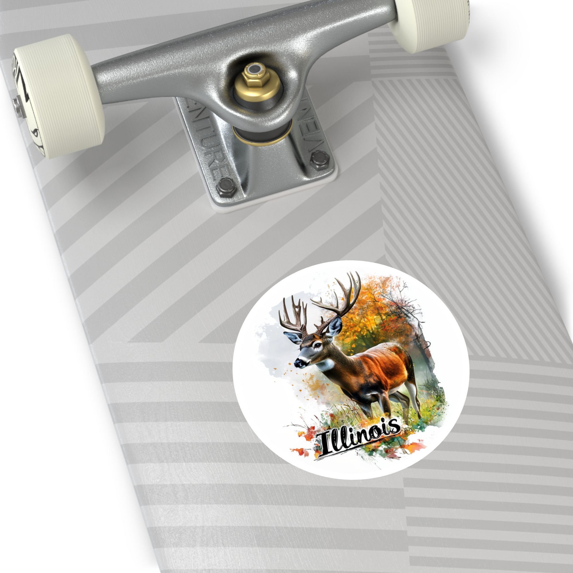 Illinois Deer Sticker, State Wildlife Design, Forest Buck Art, Rustic Nature Scene