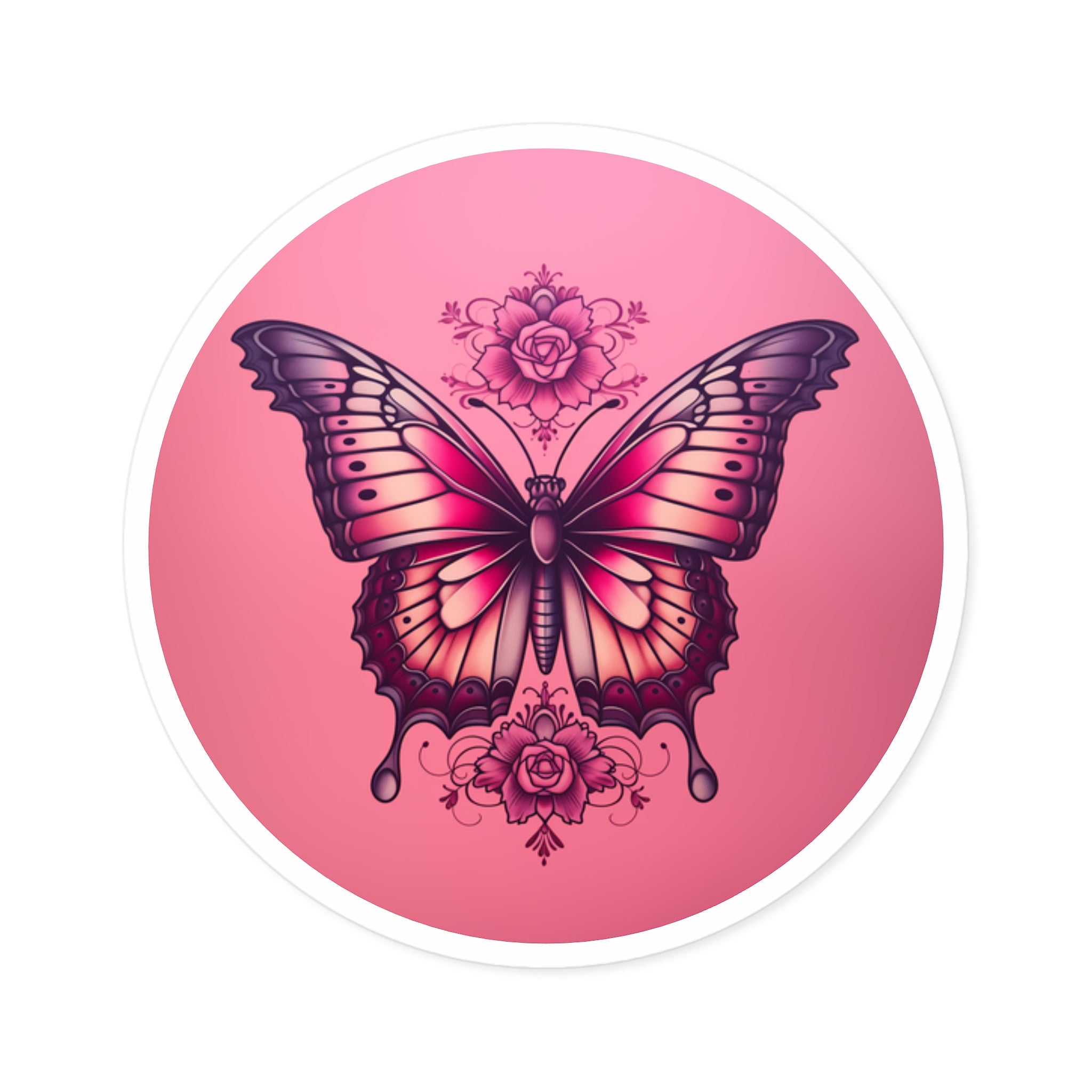 Butterfly & Rose, Elegant Art Sticker, Notebook Decor, Pretty Gift