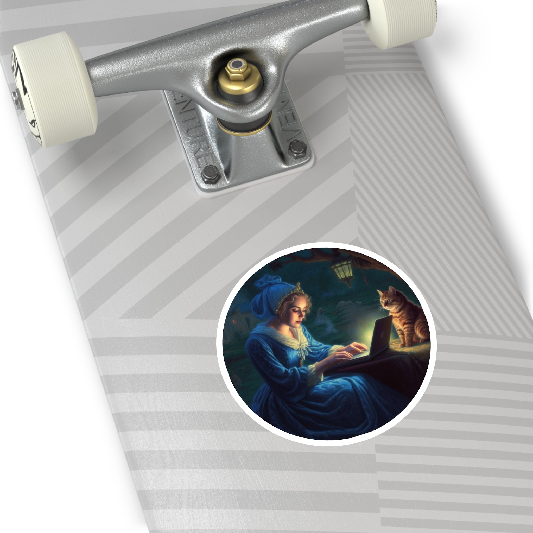 Laptop Cat, Artistic Sticker, Cozy Decor, Creative Gift