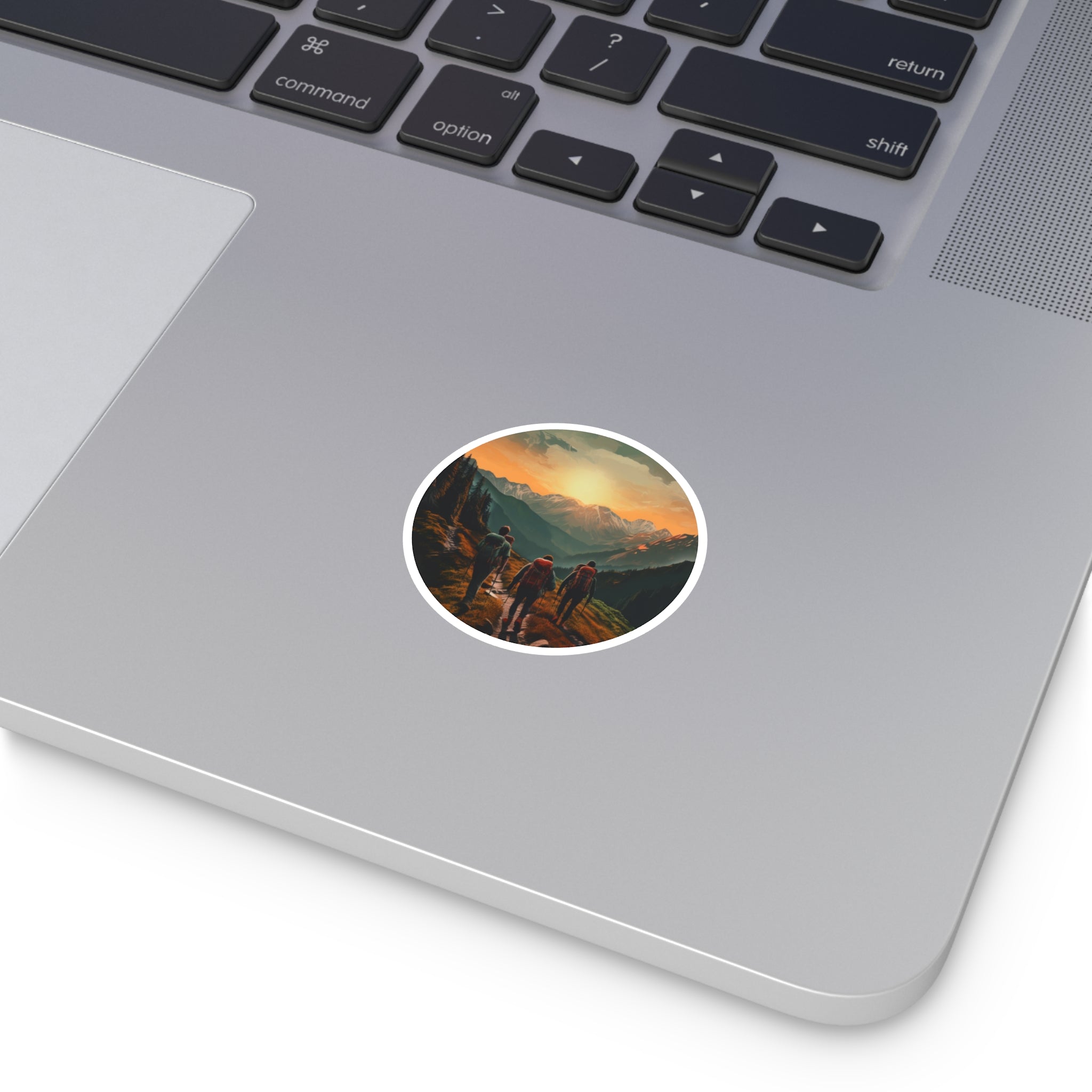 Mountain Hike Sticker, Adventure Art, Sunset Trail Design, Outdoor Gift