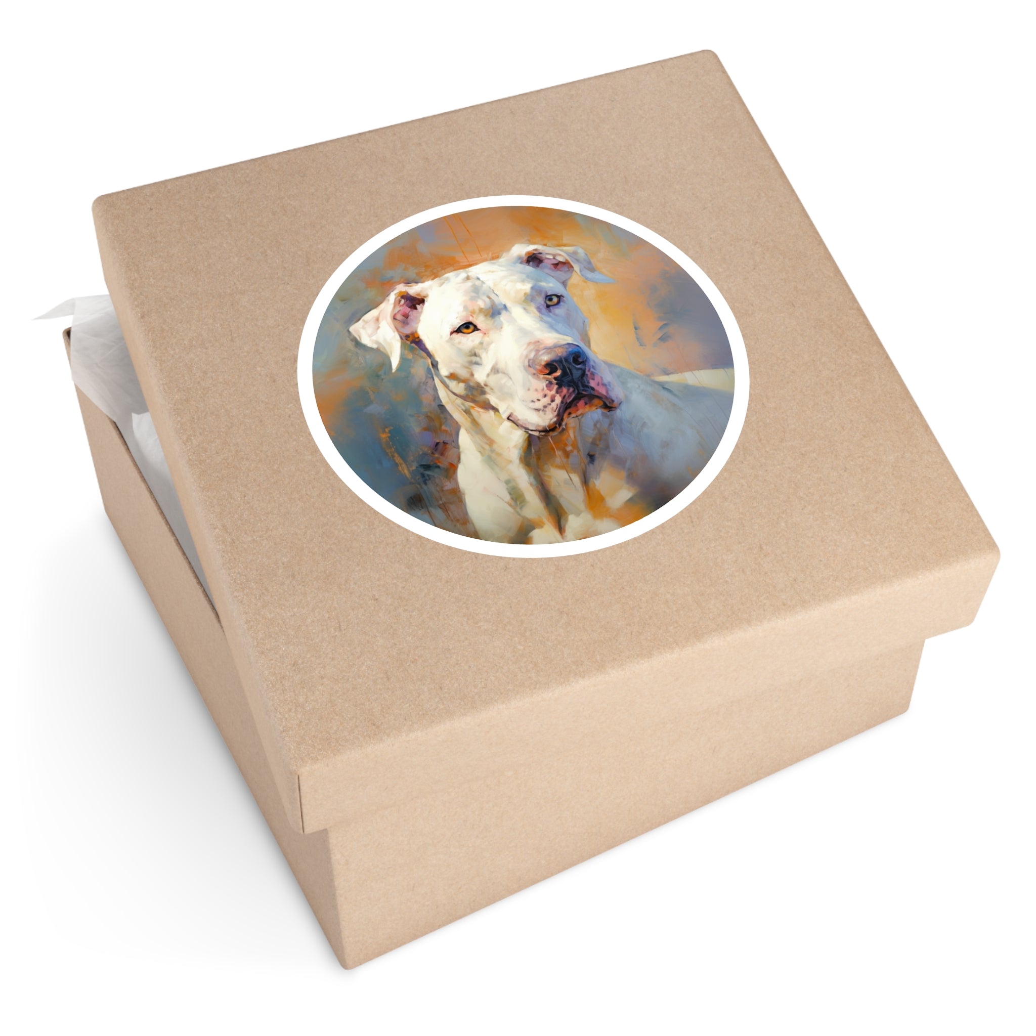 Dogo Argentino Sticker, Painterly Dog Art, Modern Pet Portrait