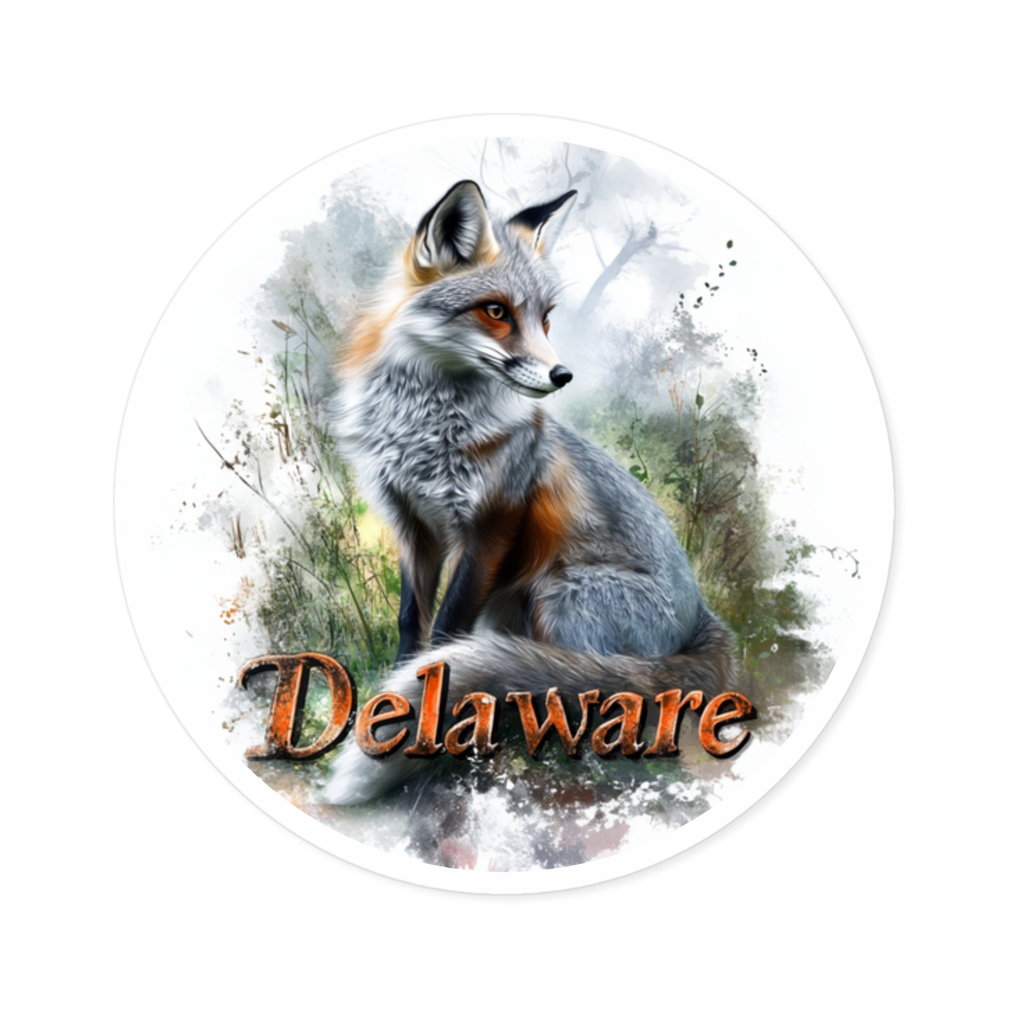 Delaware Fox, Nature Art Sticker, Laptop or Journal, State Wildlife Design