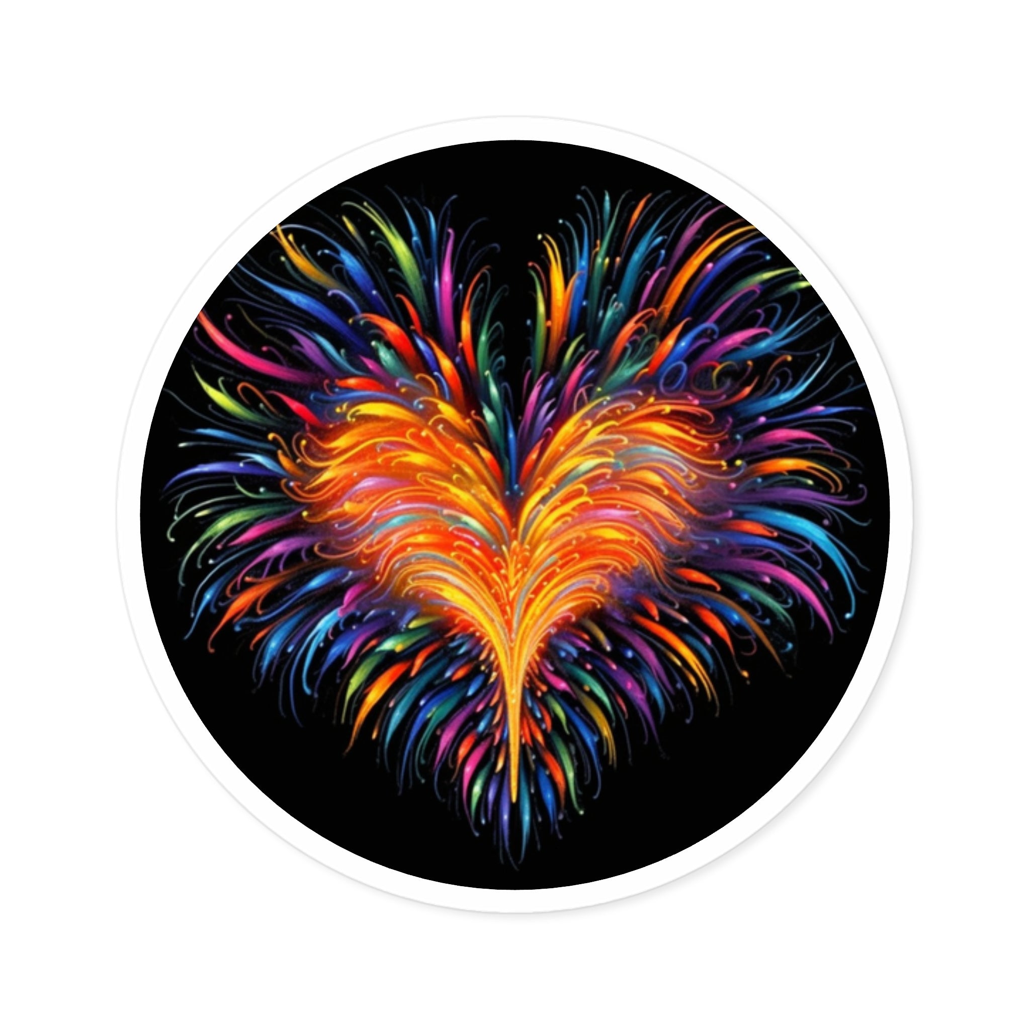 Rainbow Heart, Radiant Explosion Sticker, Laptop Decal, Gift for Art Lovers