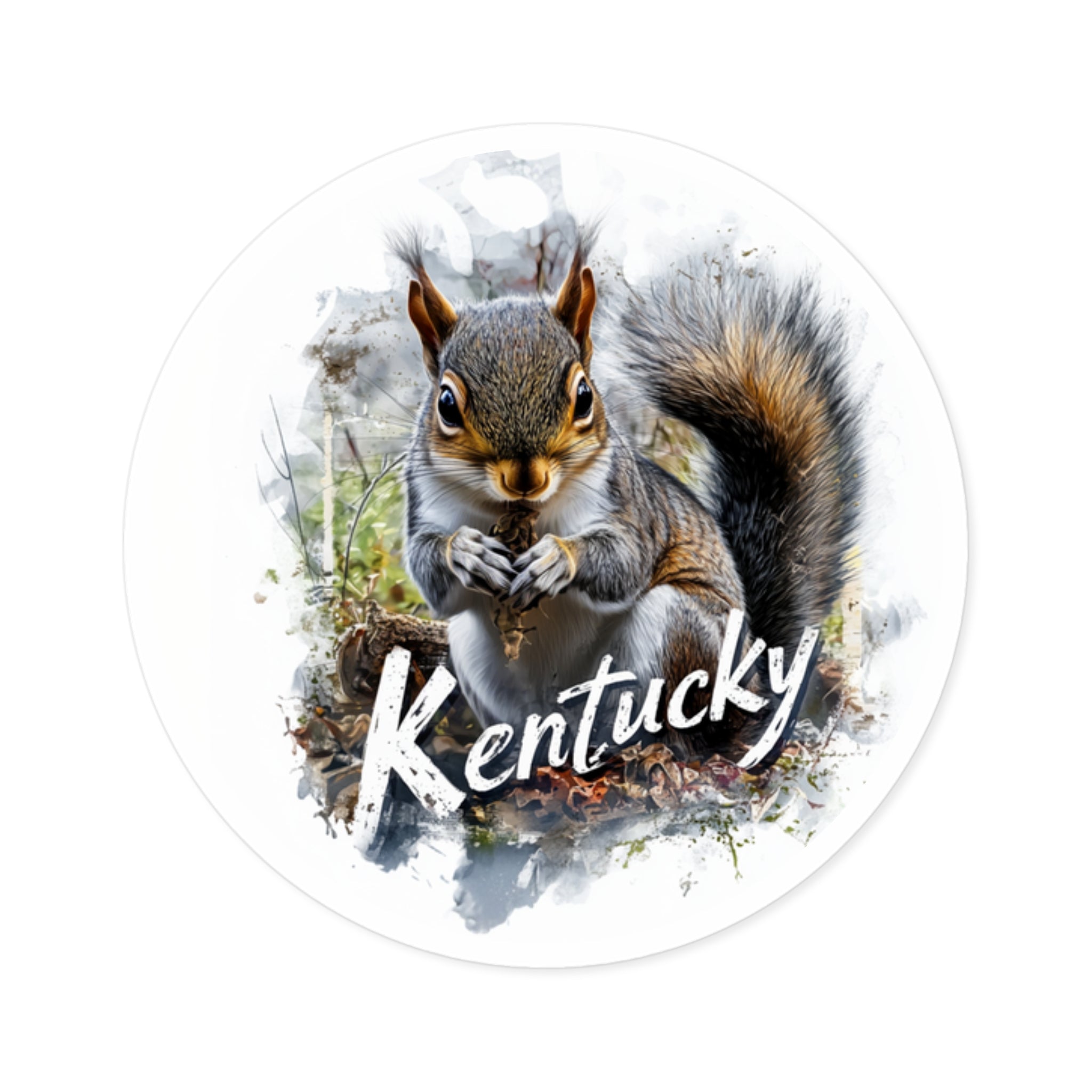 Kentucky Squirrel Autumn, Forest Scene Sticker, Water Bottle or Laptop, State Art