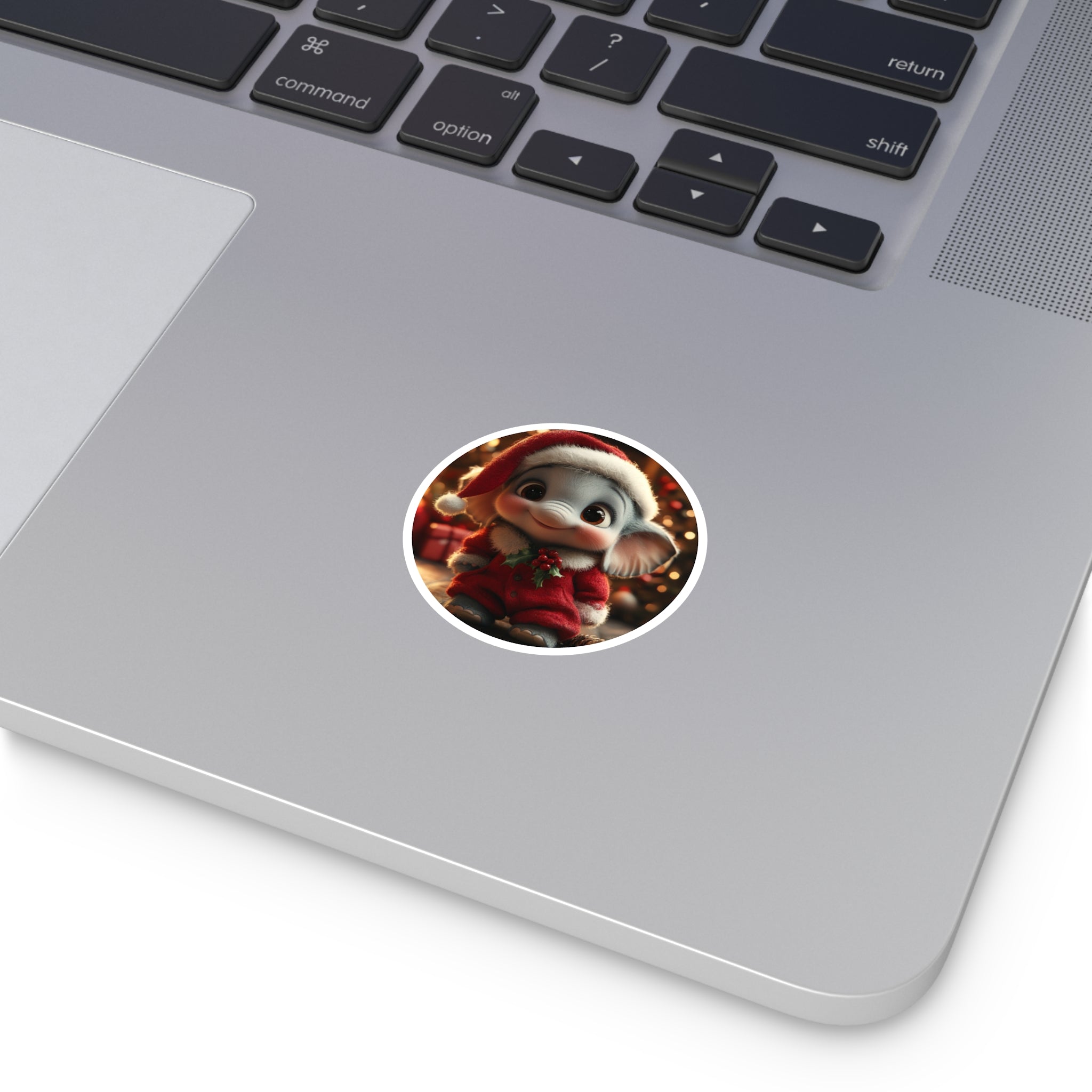 Christmas Elephant Sticker, Cute Baby Design, Holiday Art, Festive Gift