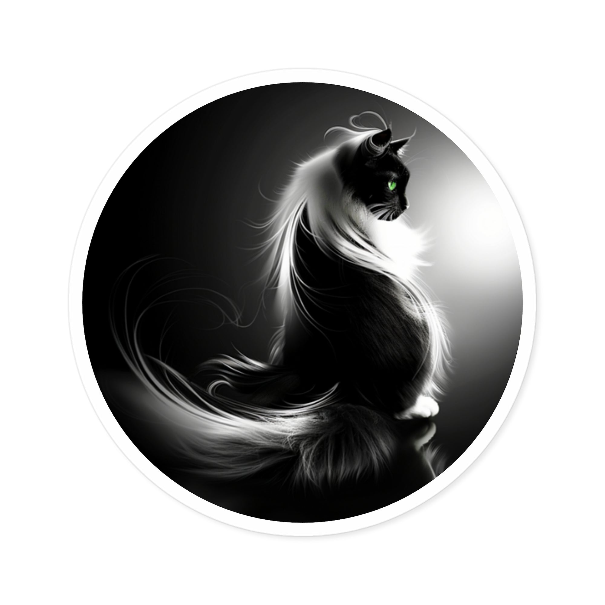 Minnie Cat Sticker, Elegant Black and White Art, Feline Design, Pet Gift