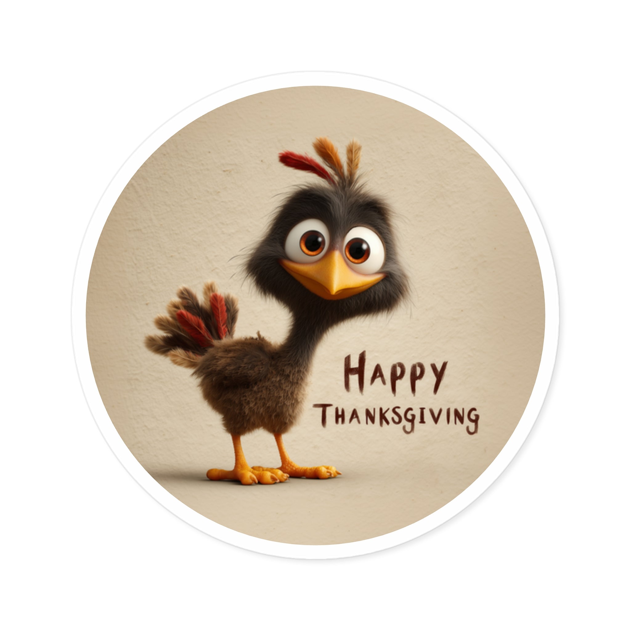 Happy Thanksgiving Sticker, Cute Turkey Cartoon, Funny Holiday Art, Autumn Gift