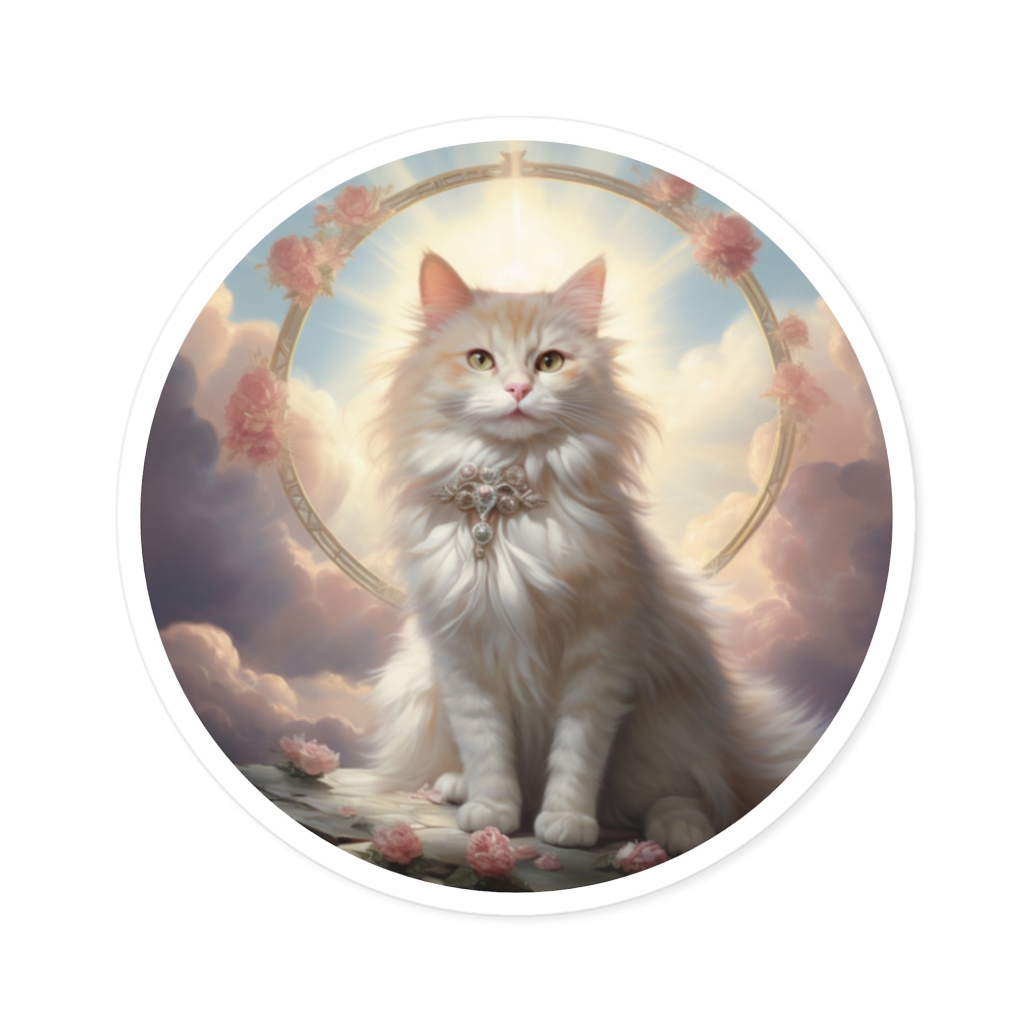 Serene Cat, Soft Art Sticker, Journal Decor, Gentle Gift