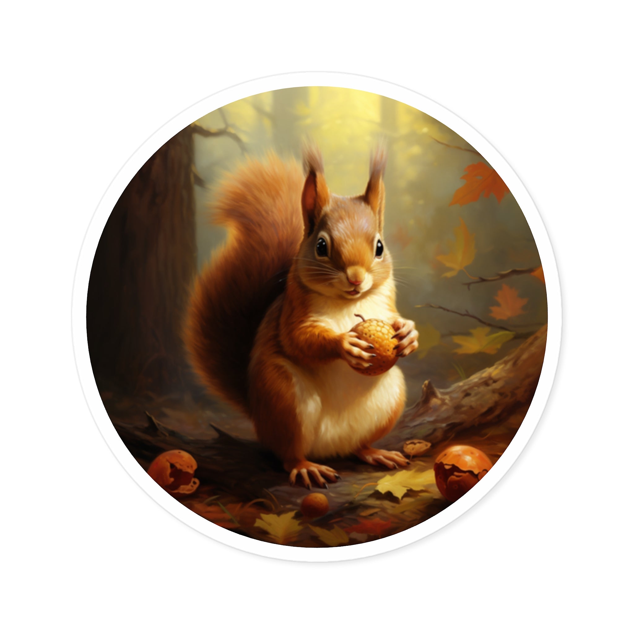 Autumn Squirrel Sticker, Forest Design, Cute Animal Art, Nature Scene