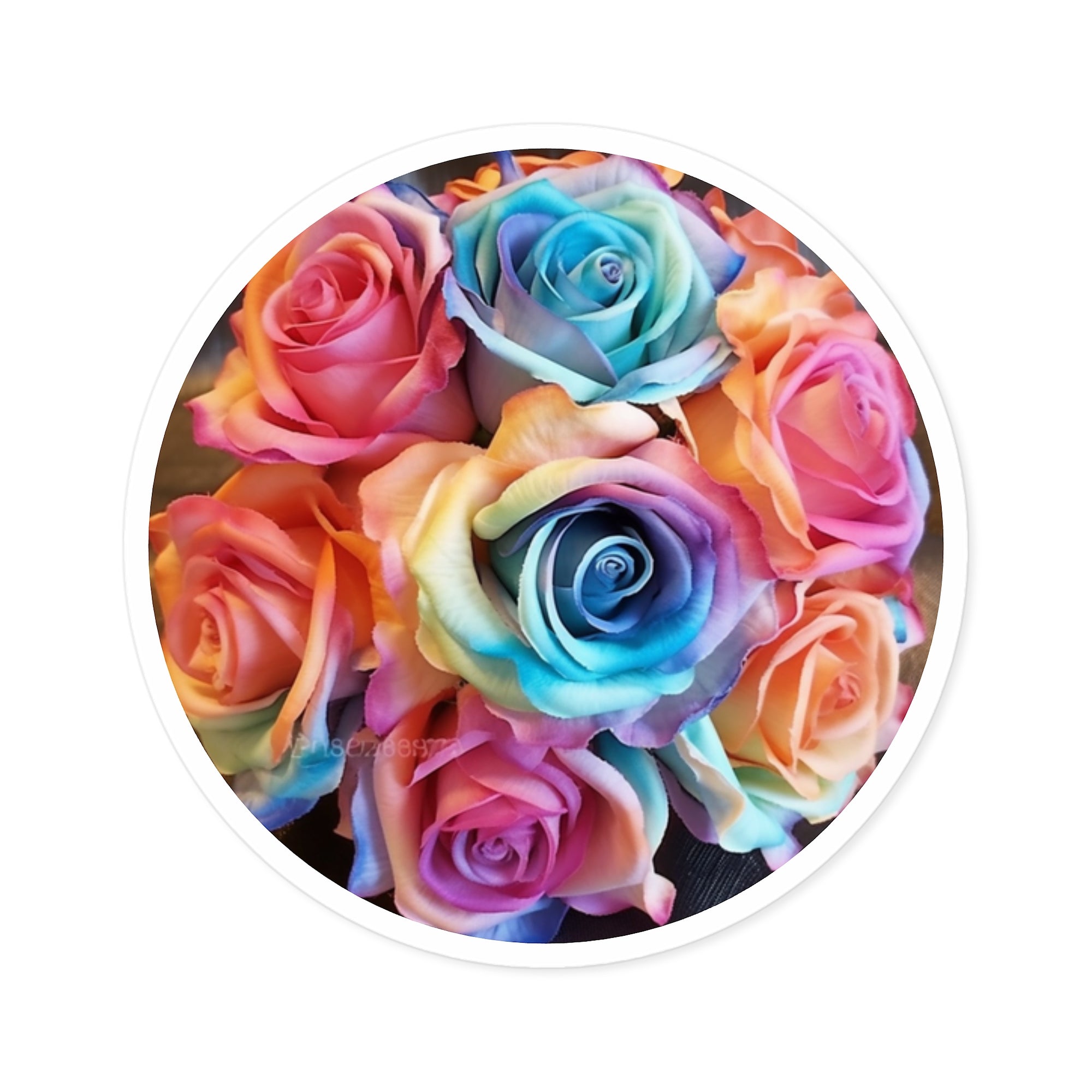Rainbow Roses, Colorful Flower Sticker, Wedding Art, Joyful Gift