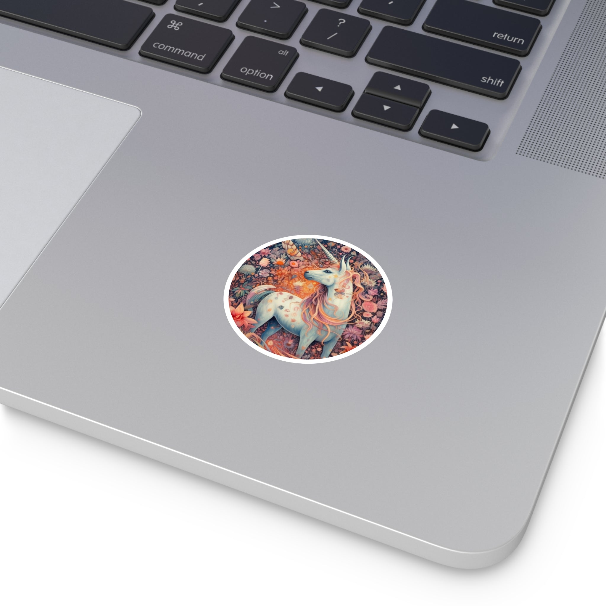Floral Unicorn Portrait, Fantasy Art Sticker, Laptop Decoration, Dreamer Gift