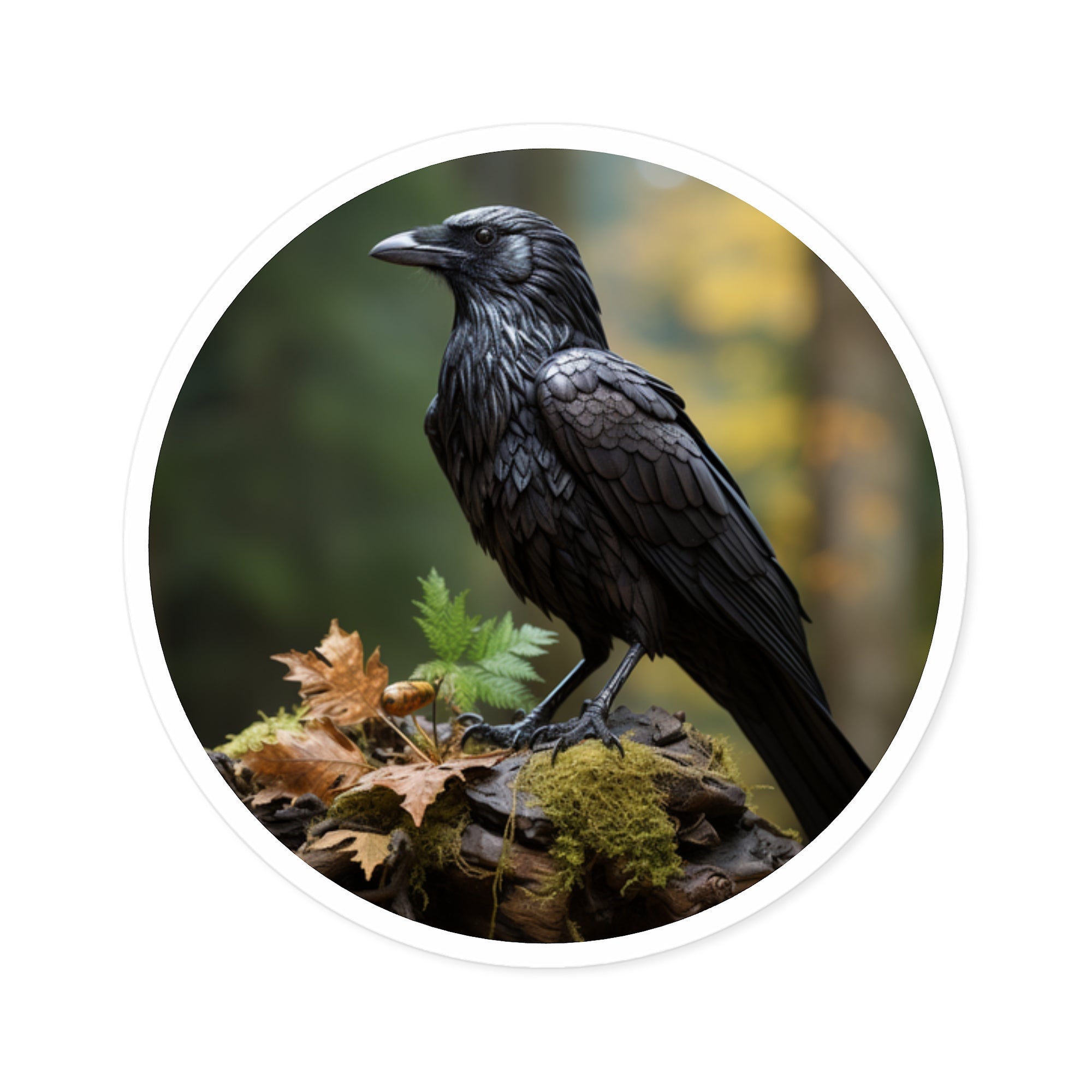 Raven Sticker, Realistic Black Bird Art, Forest Design, Mysterious Aesthetic