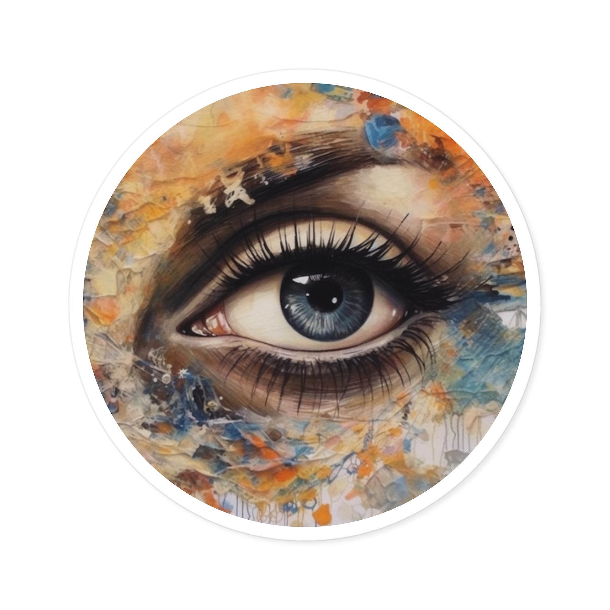 Abstract Eye Painting, Mixed Media Art Sticker, Laptop Decal, Creative Aesthetic Gift