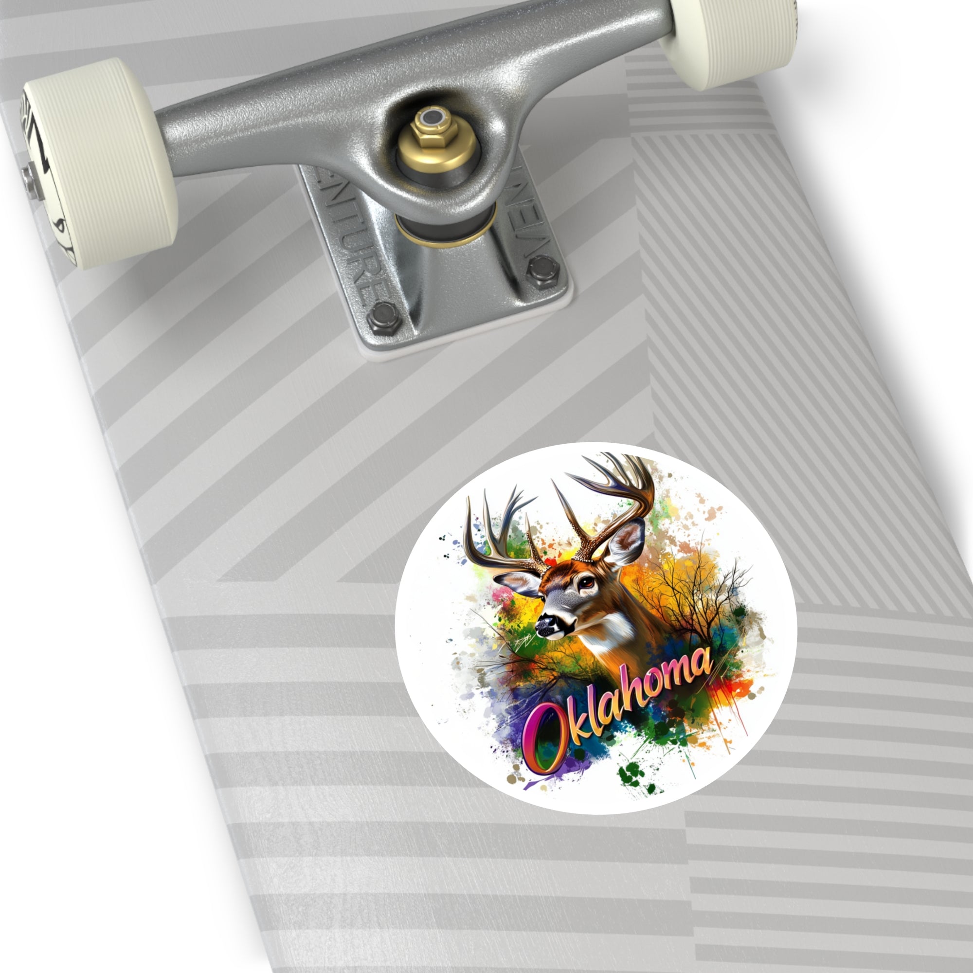 Oklahoma Deer Sticker, State Wildlife Design, Colorful Nature Art, Rustic Outdoors