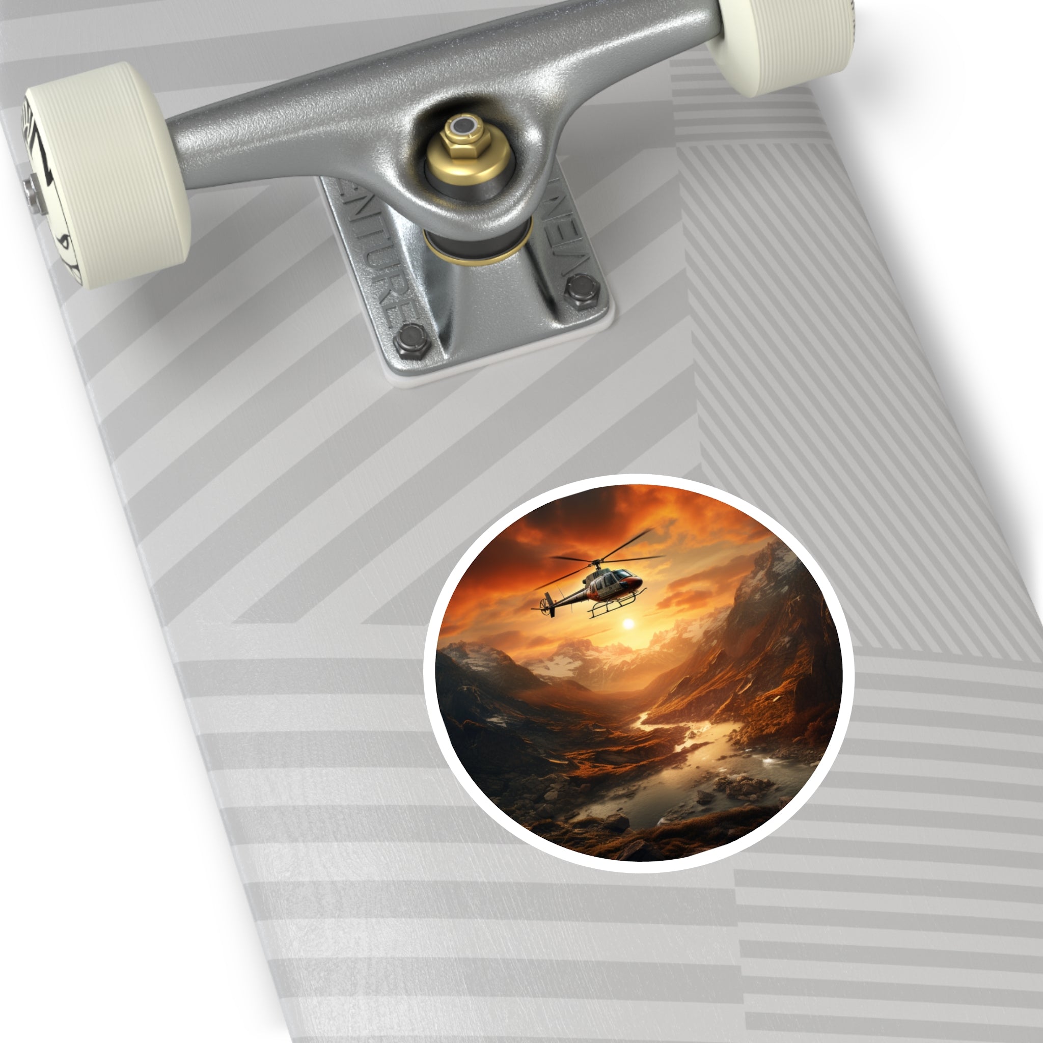 Helicopter Scenic View, Adventure Art Sticker, Travel Decor, Unique Gift