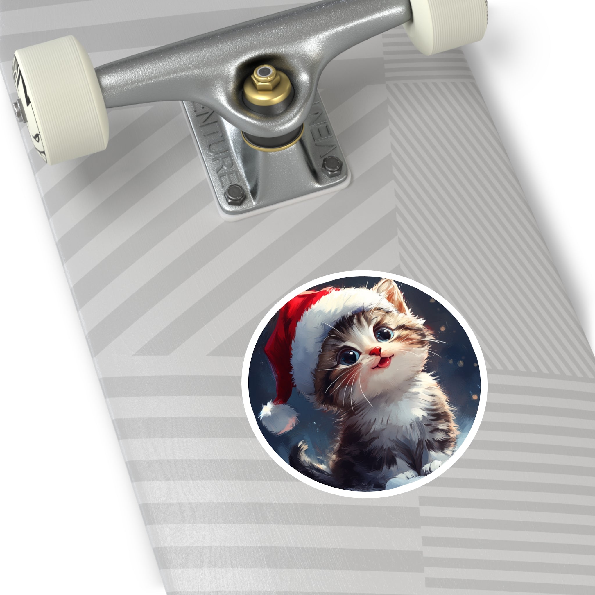 Festive Kitten Sticker, Holiday Cat Art, Cute Christmas Design, Joyful Gift