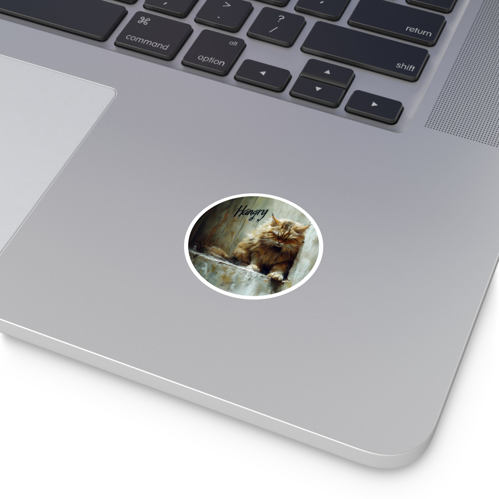 Hangry Cat Sticker, Grumpy Feline Art, Funny Mood Design, Gift Idea