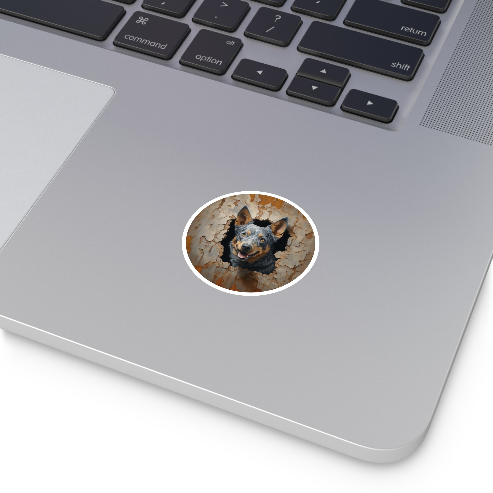 Australian Cattle Dog, Trompe-L’Oeil Sticker, Laptop Decal, Gift for Dog Lovers