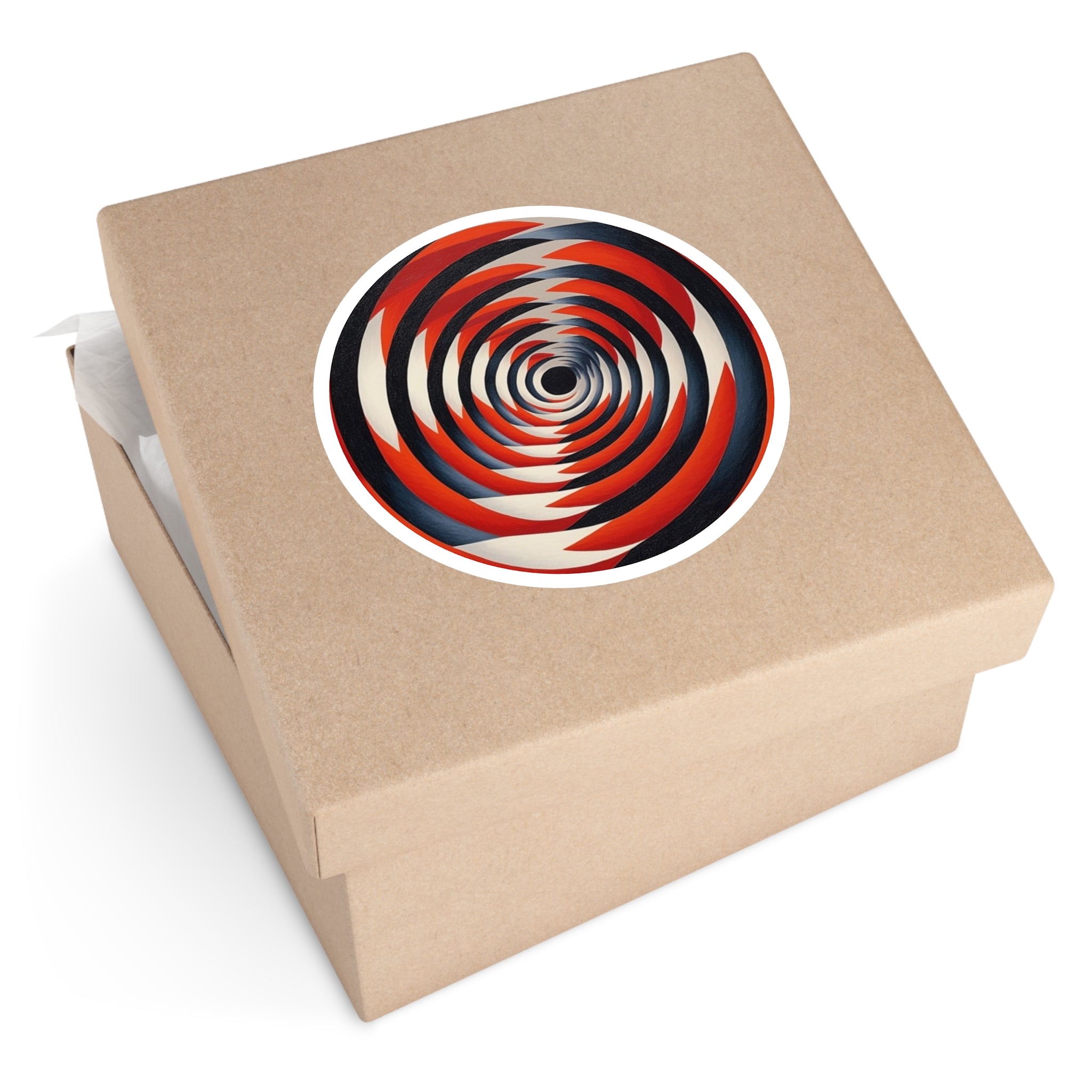 Red Spiral Optical Illusion Sticker, Trippy Art Design, Hypnotic Pattern