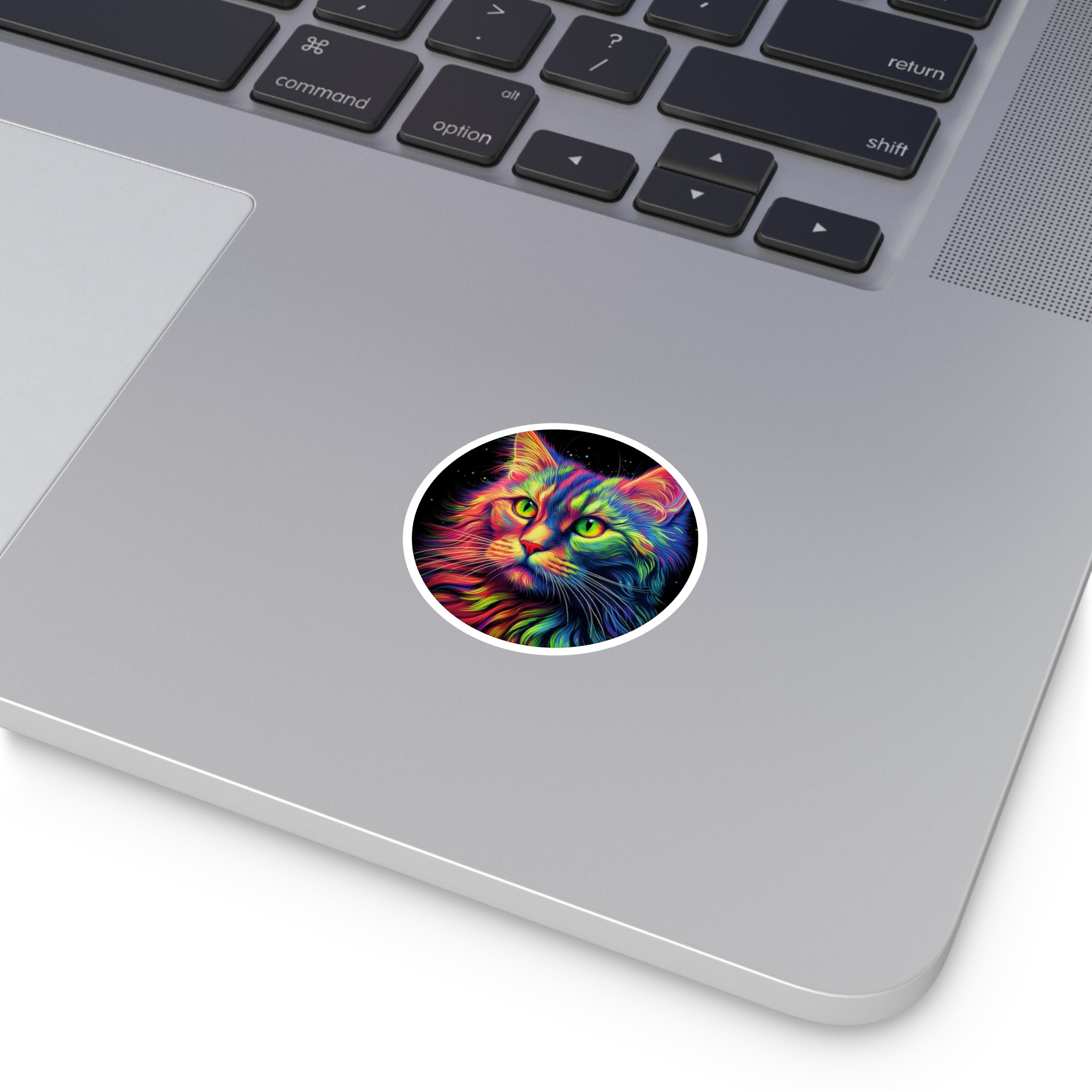Rainbow Cat, Vibrant Art Sticker, Laptop Decor, Colorful Gift