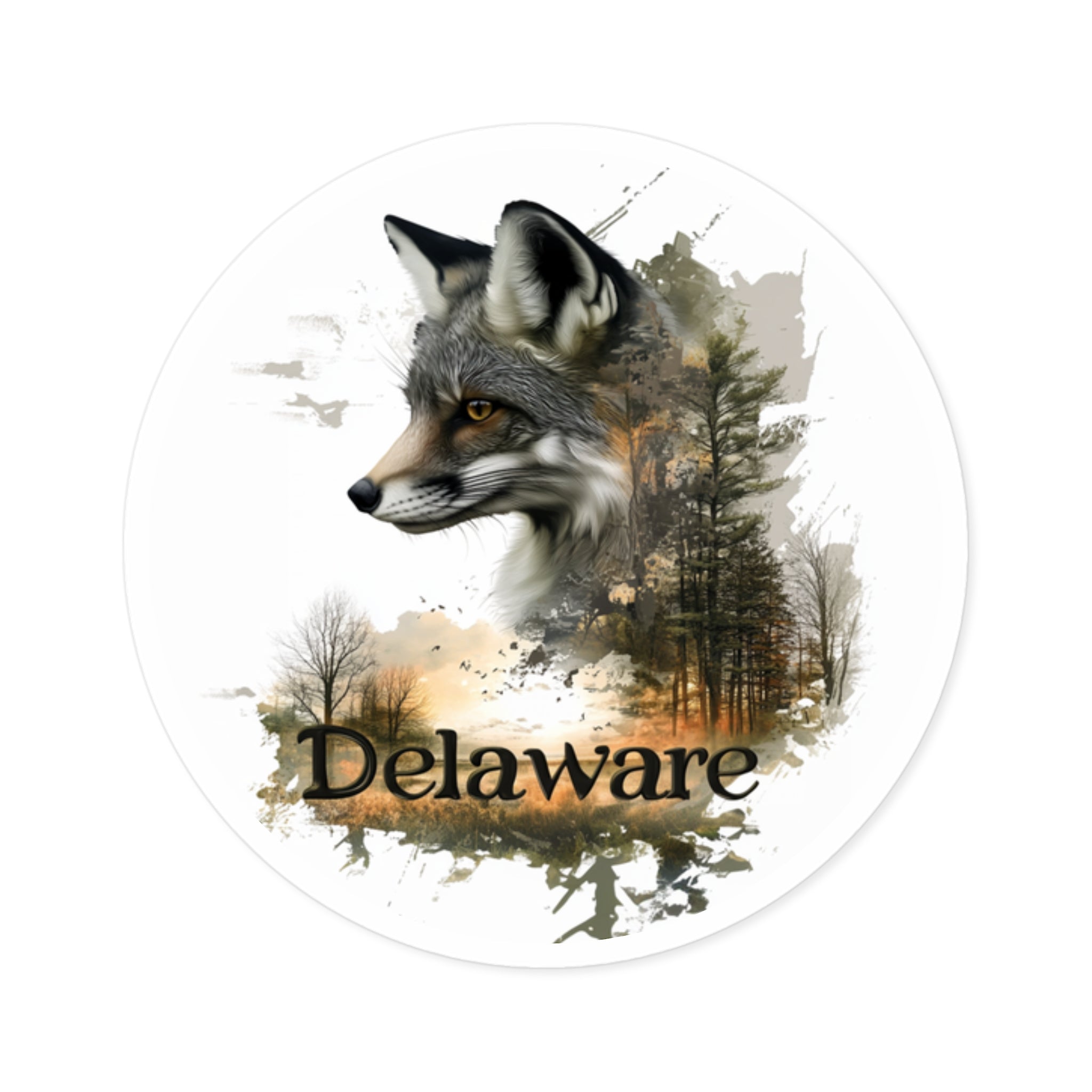 Delaware Fox Forest, Woodland Sticker, Laptop or Water Bottle, State Pride