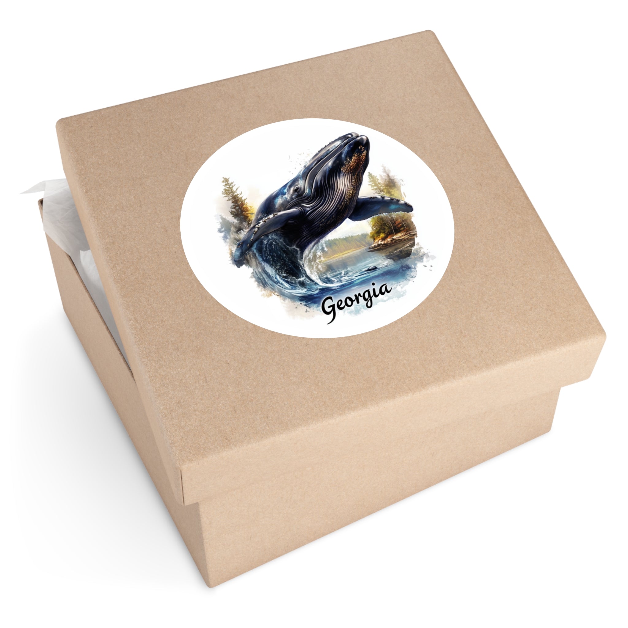 Georgia Right Whale Sticker, State Marine Animal Design, Ocean Wildlife Art