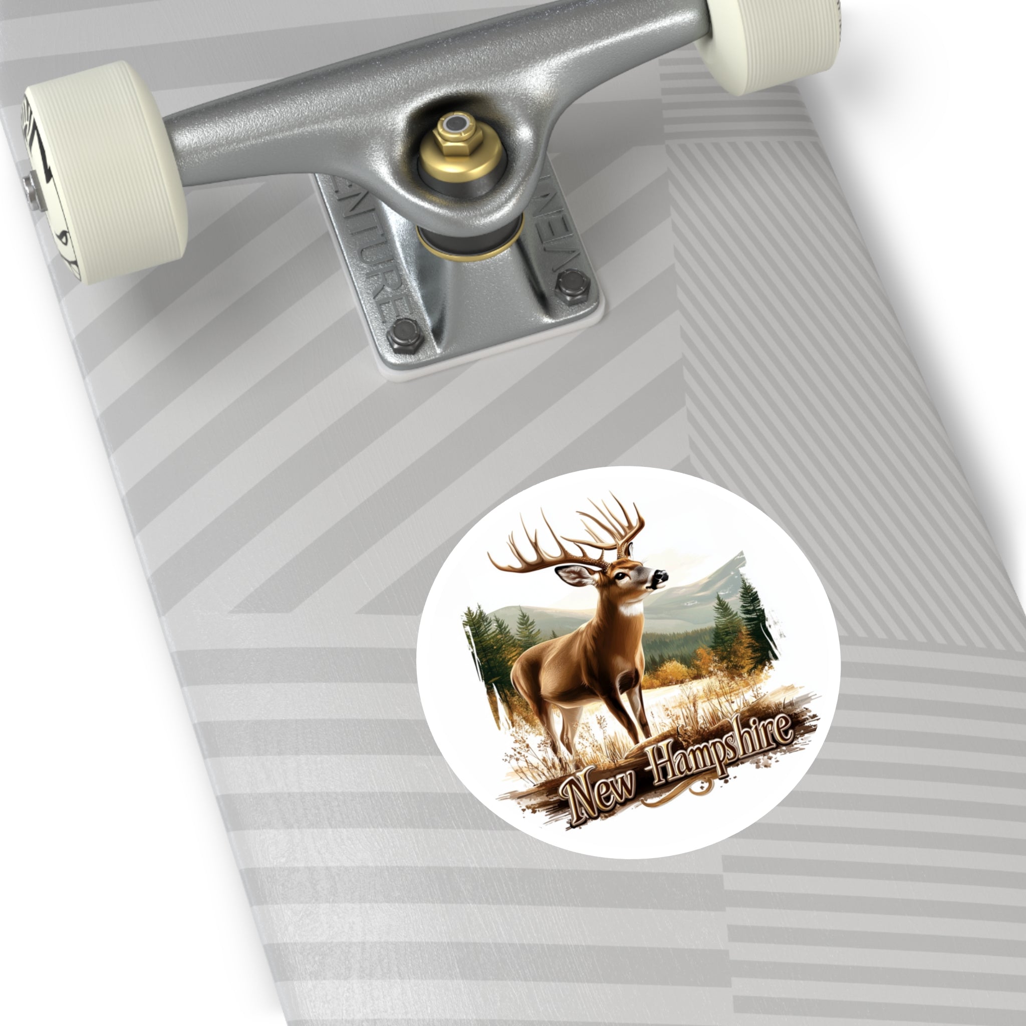 New Hampshire Deer Sticker, State Wildlife Design, Mountain Forest Art, Rustic Outdoors