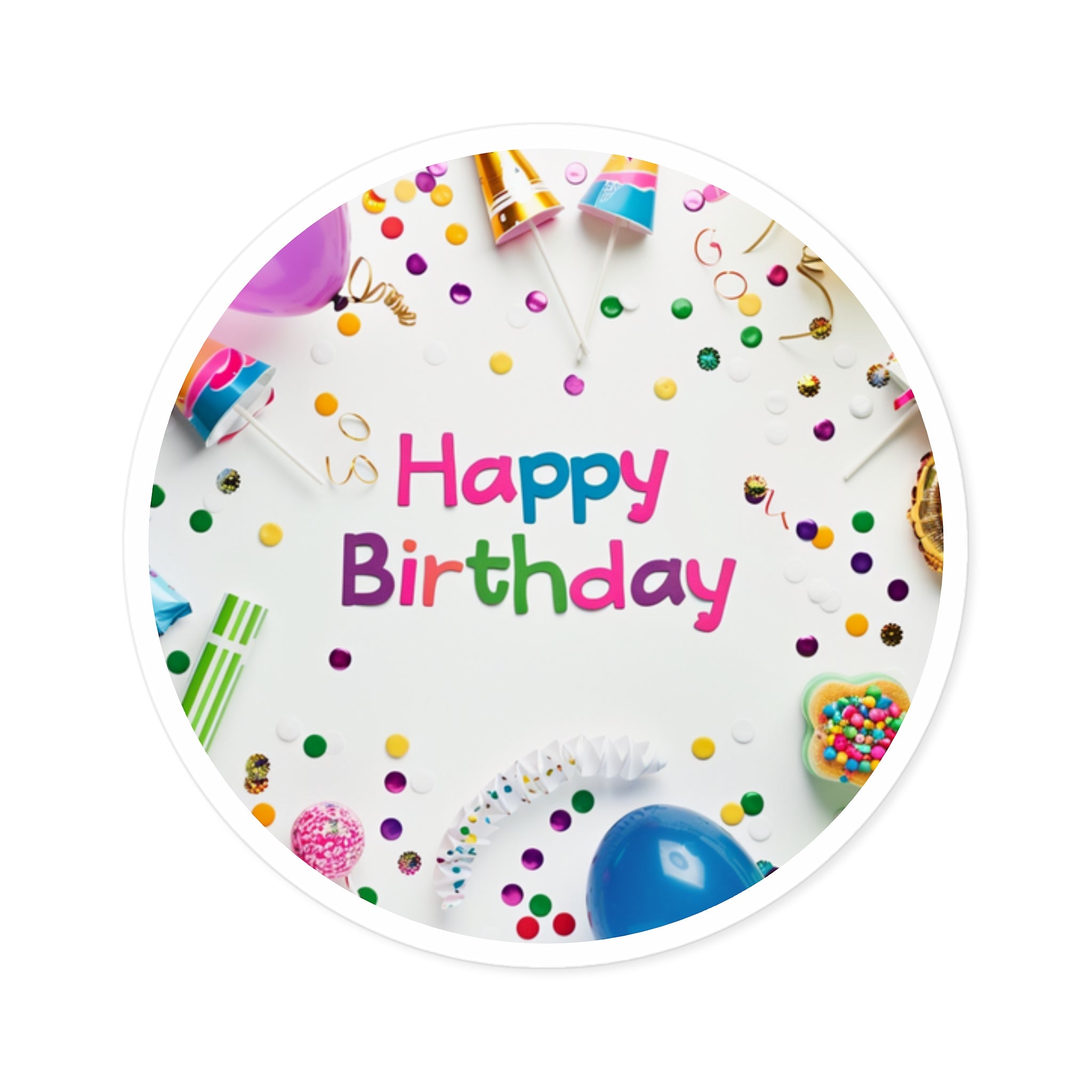 Happy Birthday Sticker, Party Balloons Design, Colorful Celebration Art, Fun Gift