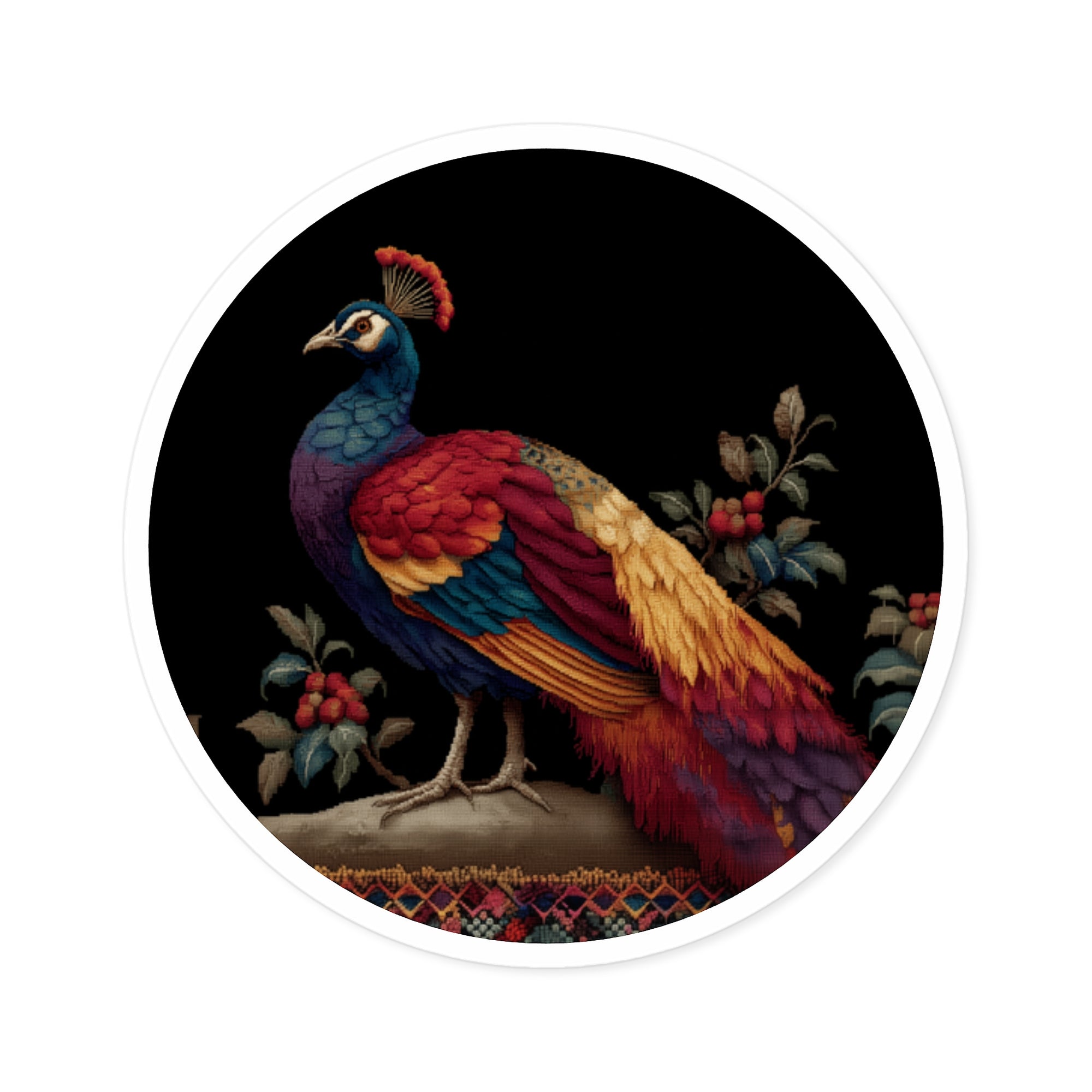 Retro Pixel Peacock, Vintage Style Vinyl Sticker, Laptop Art, Colorful Bird Collectible