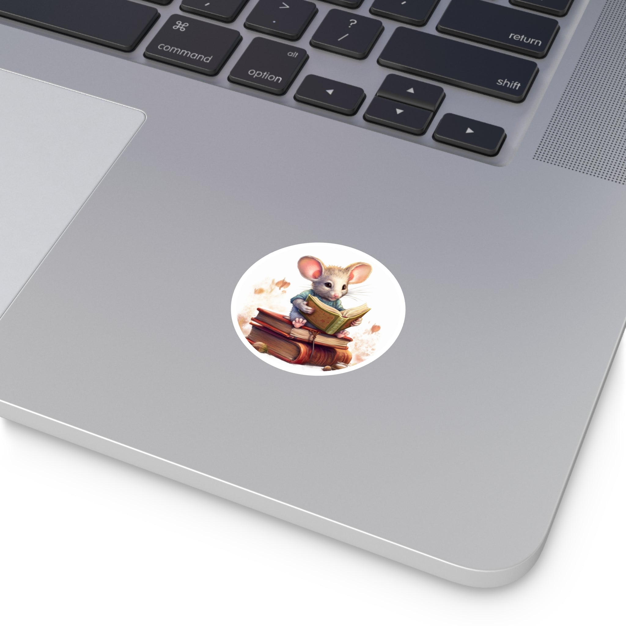 Book Mouse, Cozy Storytime Sticker, Whimsical Reading Art, Cute Design