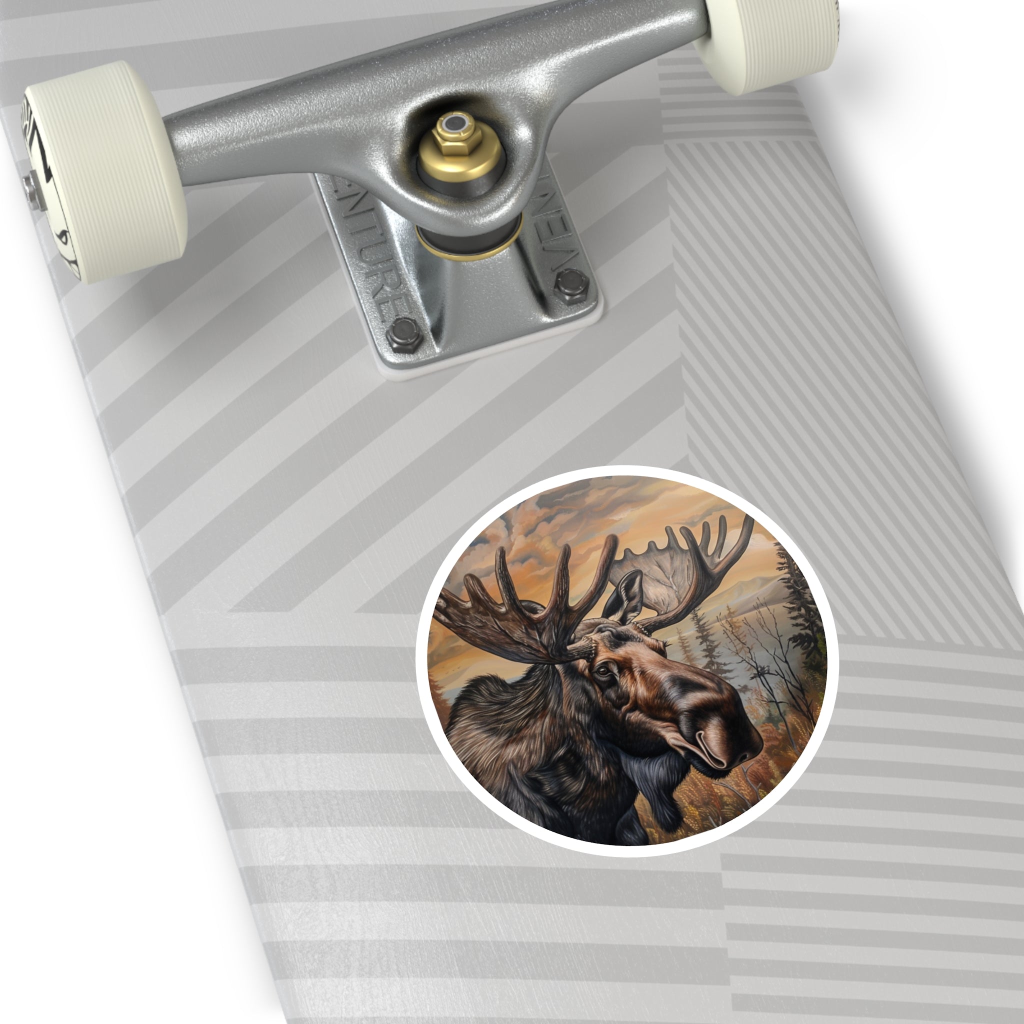 Moose in the Wild Sticker, Realistic Painting Design, Nature Art, Wilderness Scene