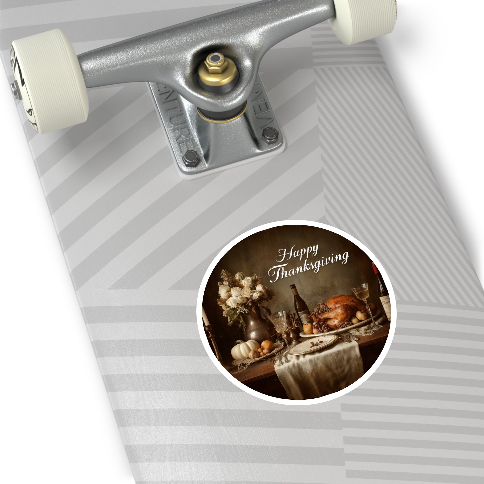 Happy Thanksgiving Sticker, Classic Dinner Art, Autumn Table Design, Holiday Gift