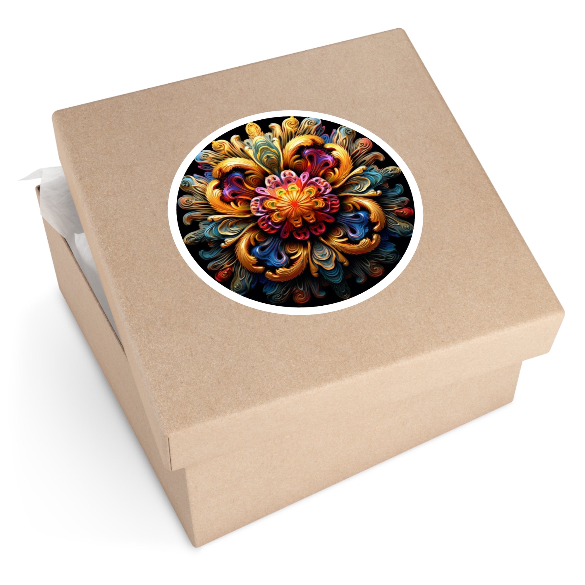 Color Burst Mandala Sticker, Abstract Art, Psychedelic Realism, Visionary Design