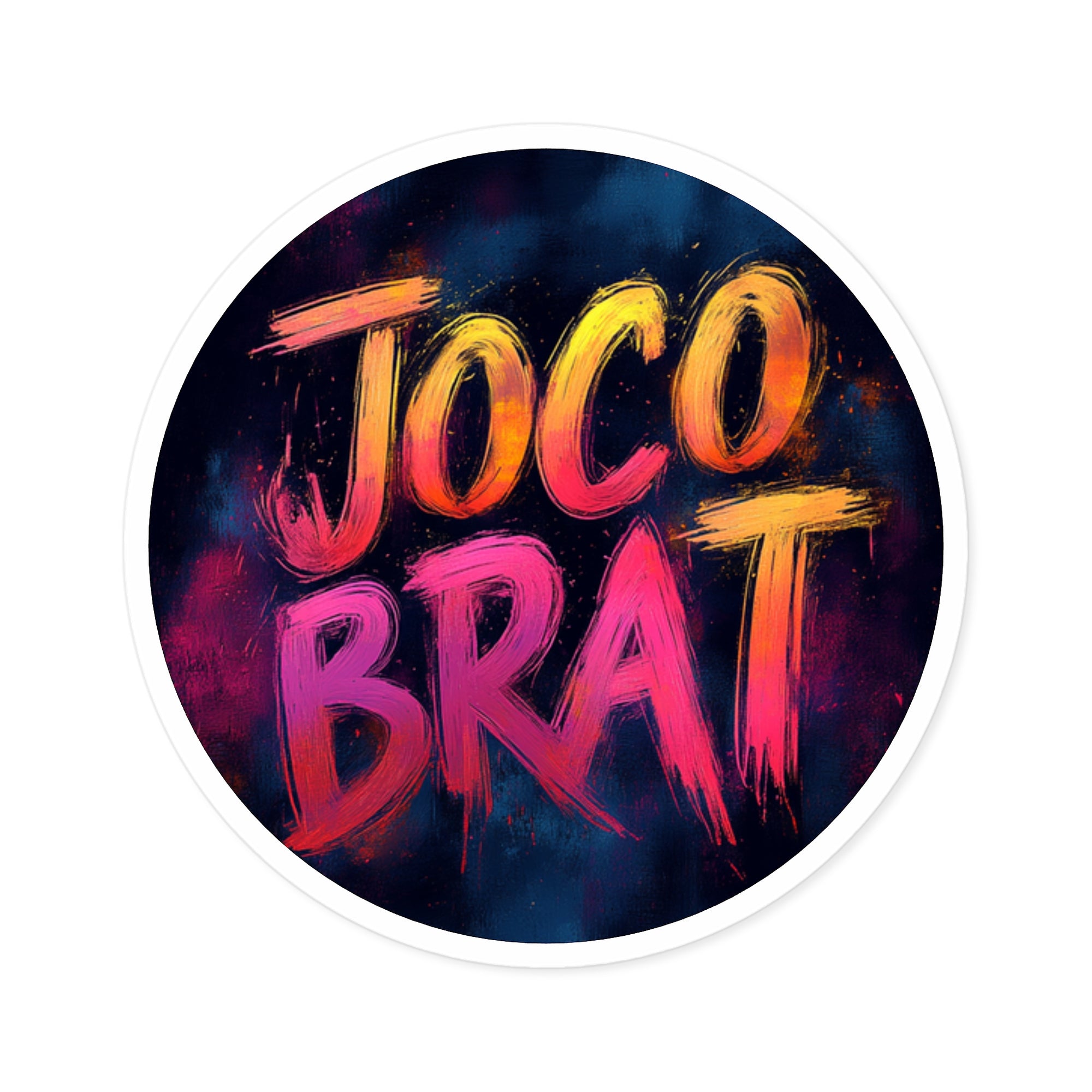 JOCO Brat Sticker, Bold Gradient Text Art, Funny Local Pride, Colorful Design