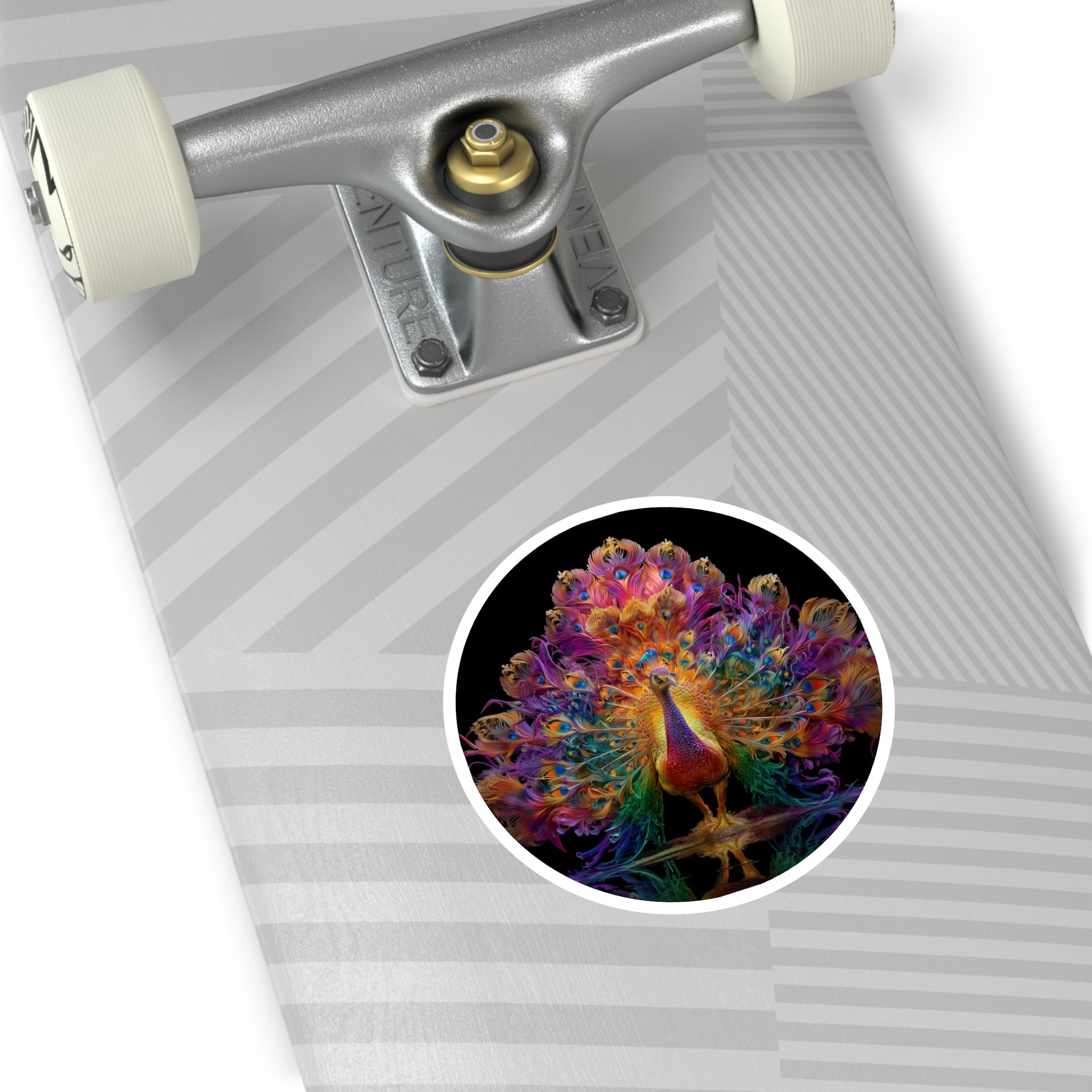 Feathered Peacock, Realistic Vinyl Sticker, Elegant Bird Design, Nature Art for Bottles or Laptops