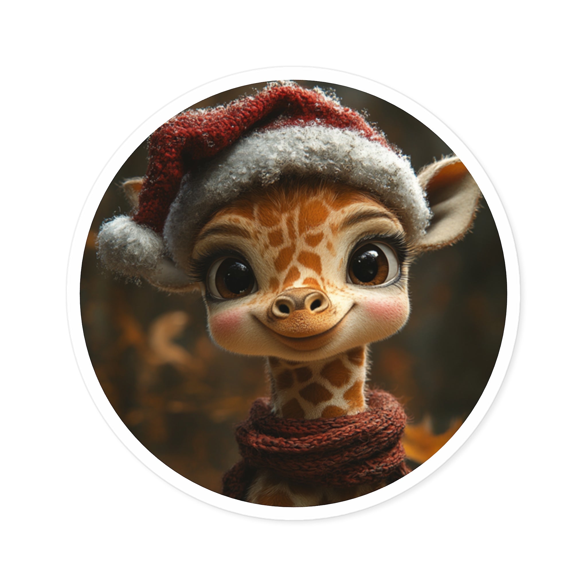 Christmas Giraffe Sticker, Cute Holiday Art, Adorable Animal Design, Winter Gift