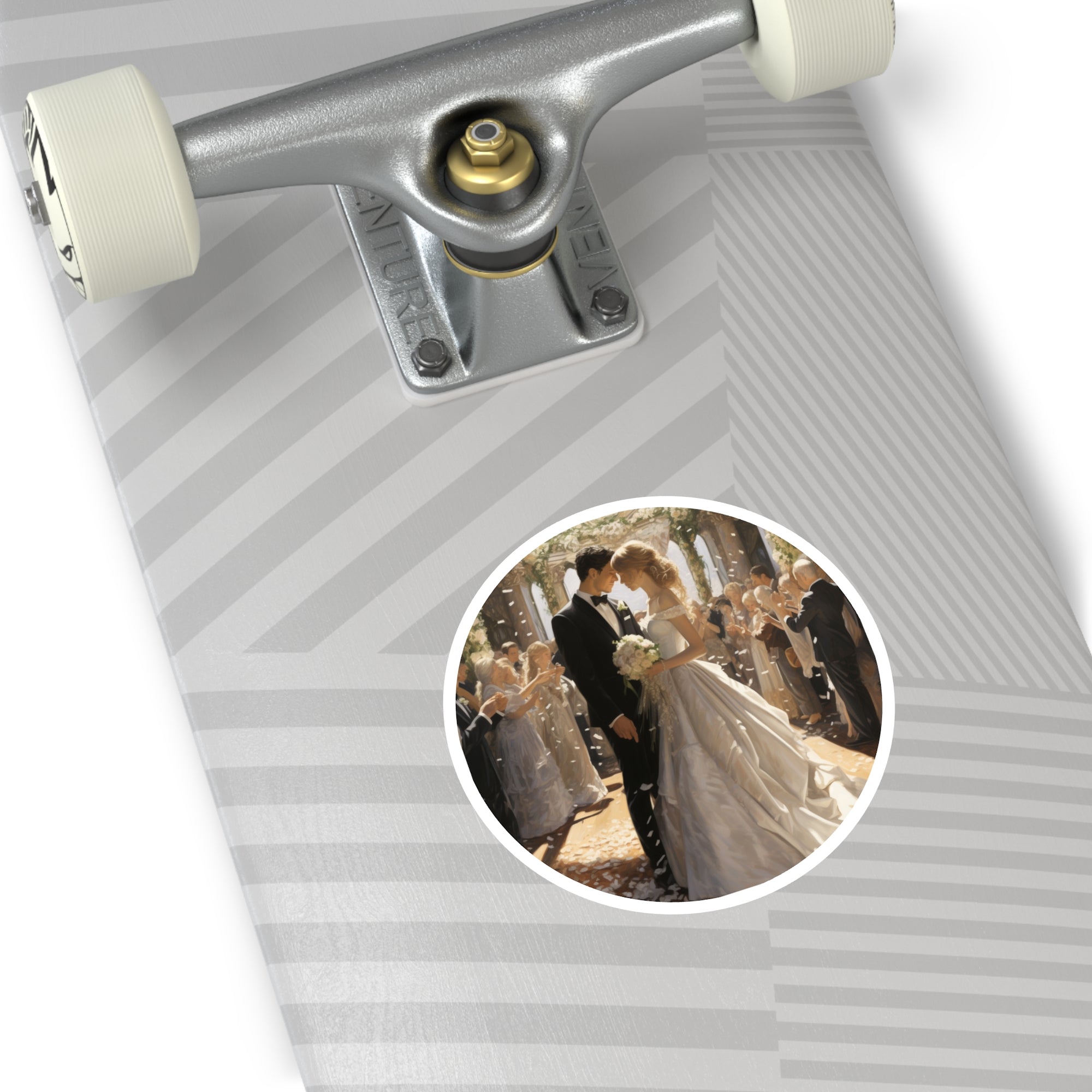 Bride and Groom Sticker, Romantic Wedding Art, Elegant Scene, Love Gift