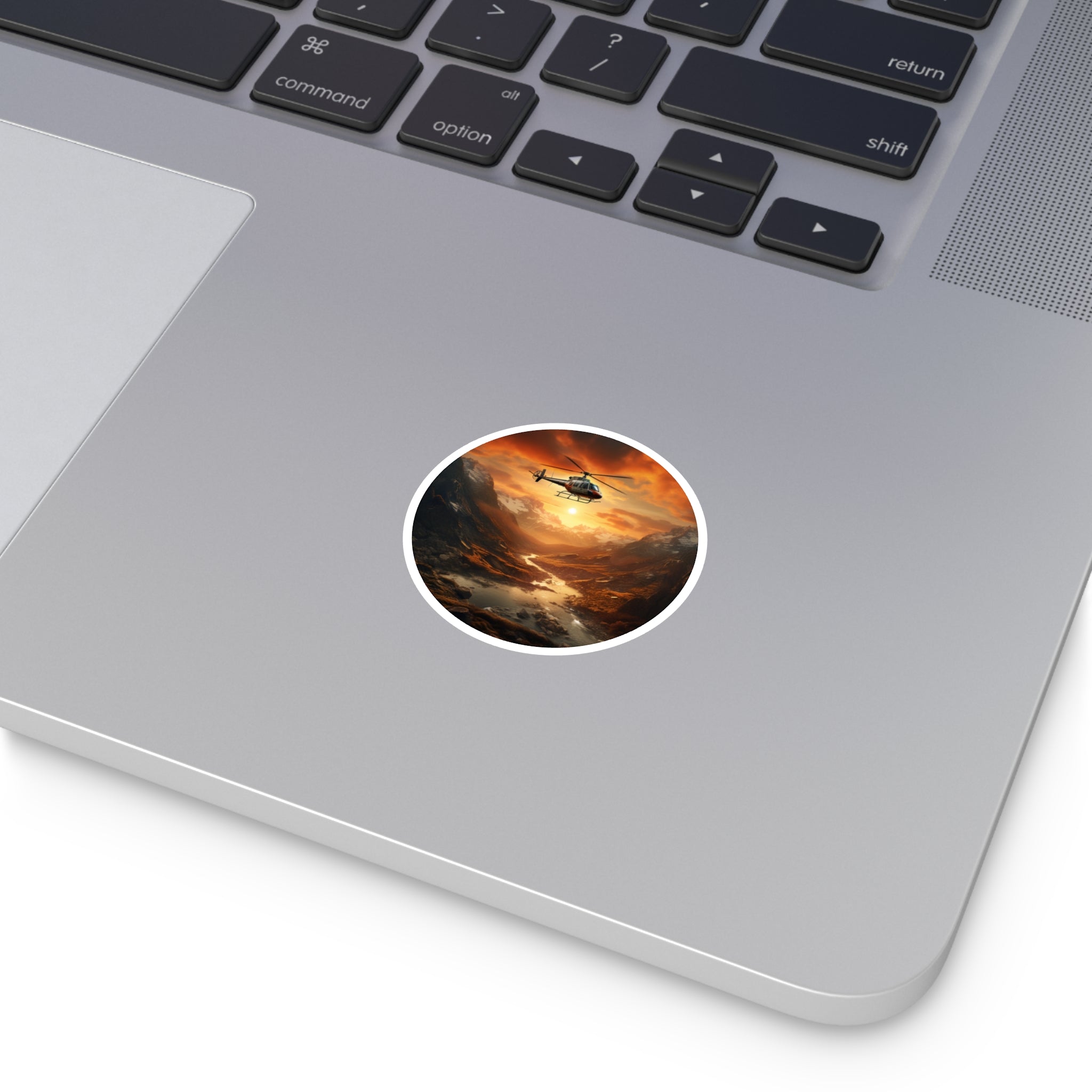 Helicopter Scenic View, Adventure Art Sticker, Travel Decor, Unique Gift