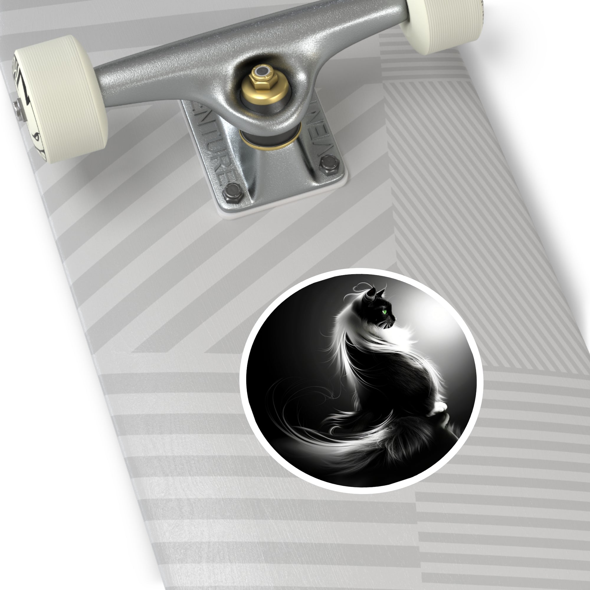 Minnie Cat Sticker, Elegant Black and White Art, Feline Design, Pet Gift