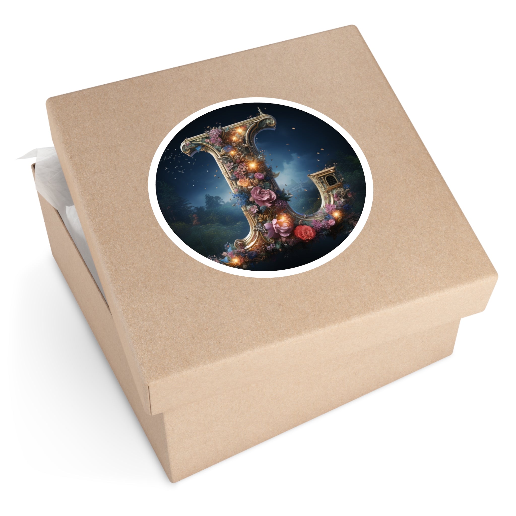 Letter U Fantasy Design, Enchanted World Sticker, Artistic Decor