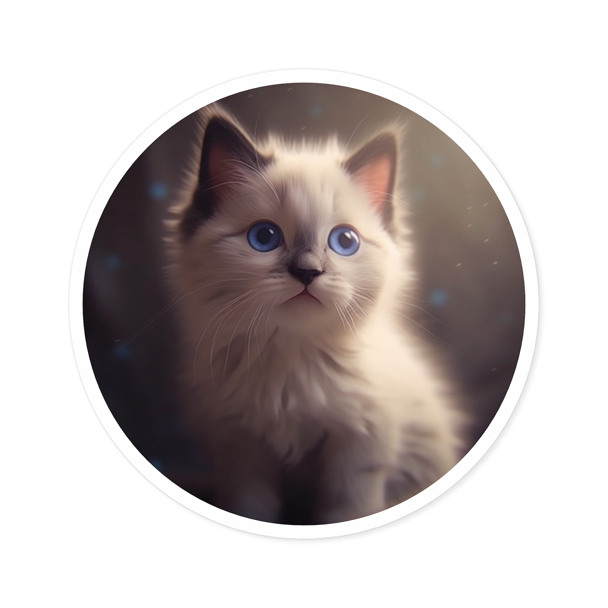 Ragdoll Kitten Blue Eyes, Gentle Portrait Sticker, Cat Lovers, Cozy Vibe