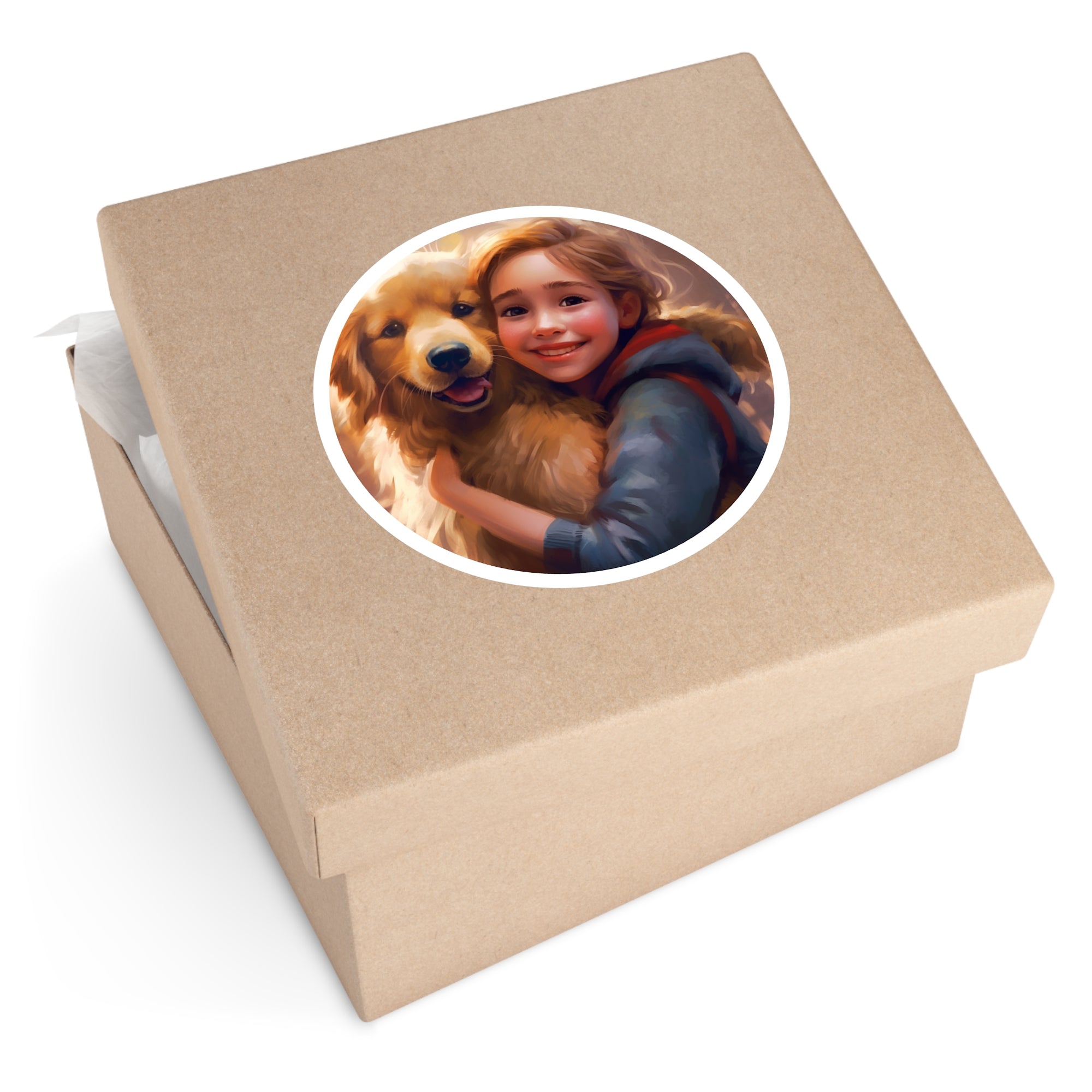 Girl and Dog Sticker, Heartwarming Design, Friendship Art, Cozy Feel