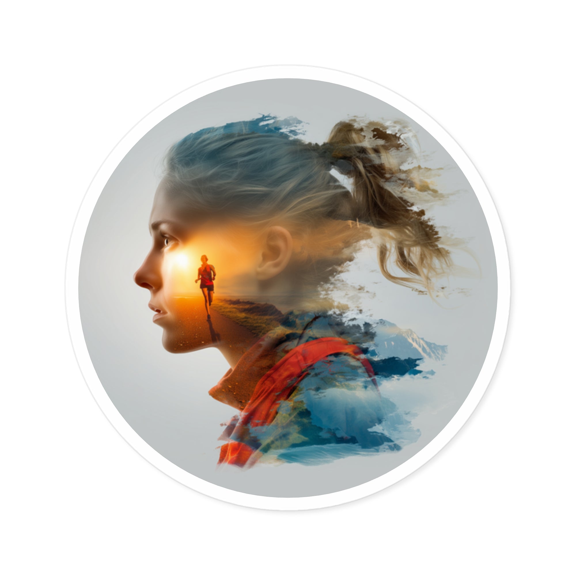 Chasing Light Sticker, Runner Silhouette Art, Sunrise Inspiration Design, Motivational Theme