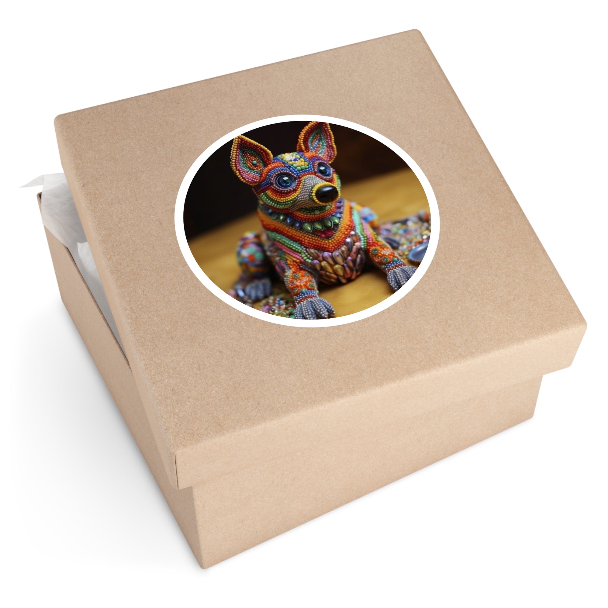 Beaded Chihuahua Sticker, Colorful Craft Dog Design, Mosaic Pet Art