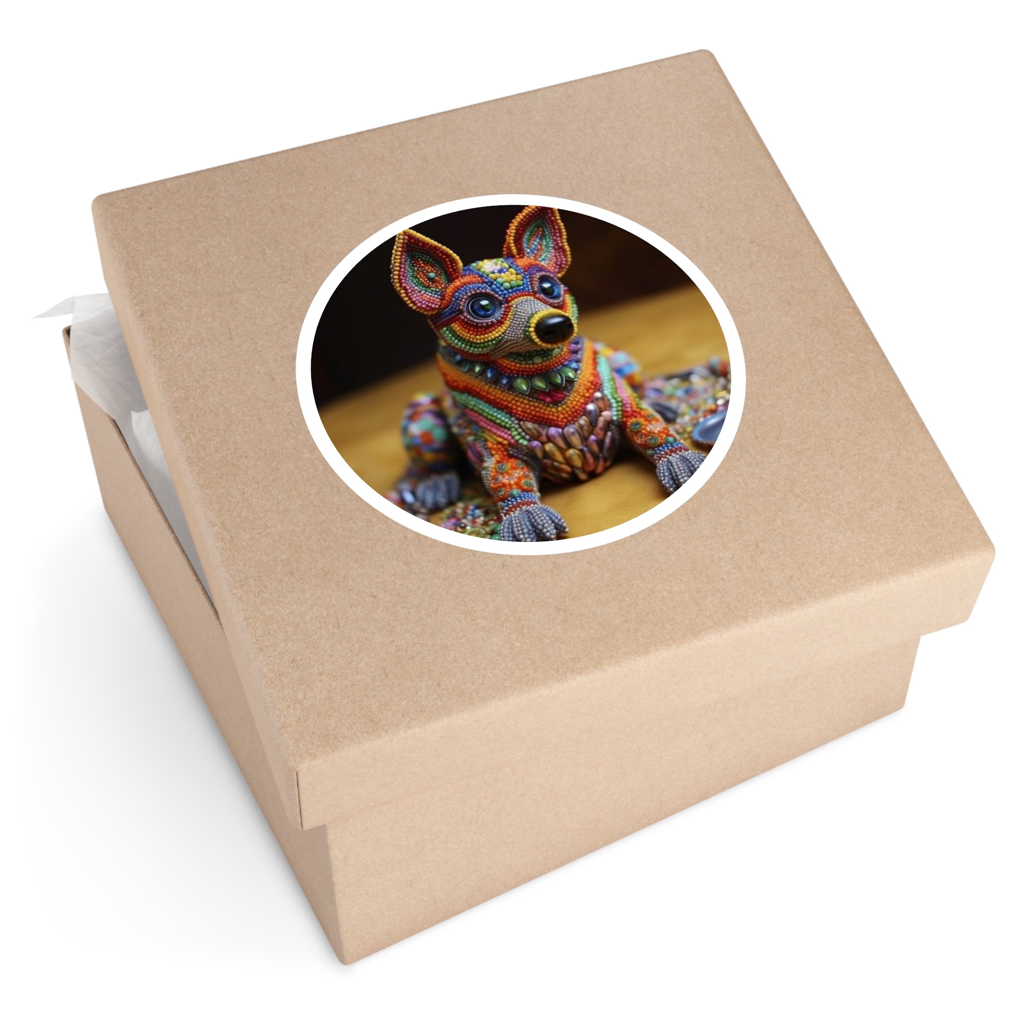 Beaded Chihuahua Sticker, Colorful Craft Dog Design, Mosaic Pet Art