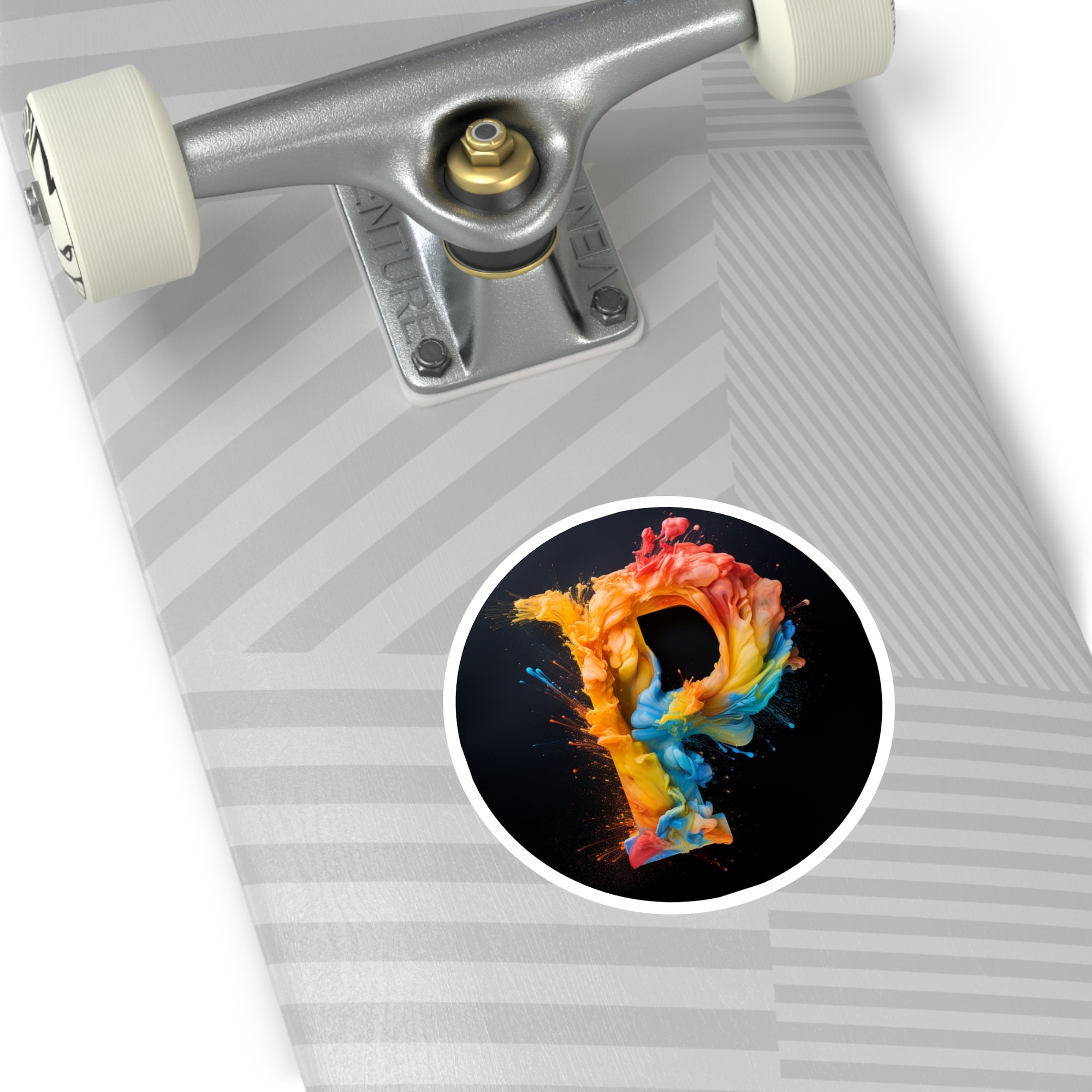 Letter P Color Splash Design, Abstract Art Sticker, Creative Gift