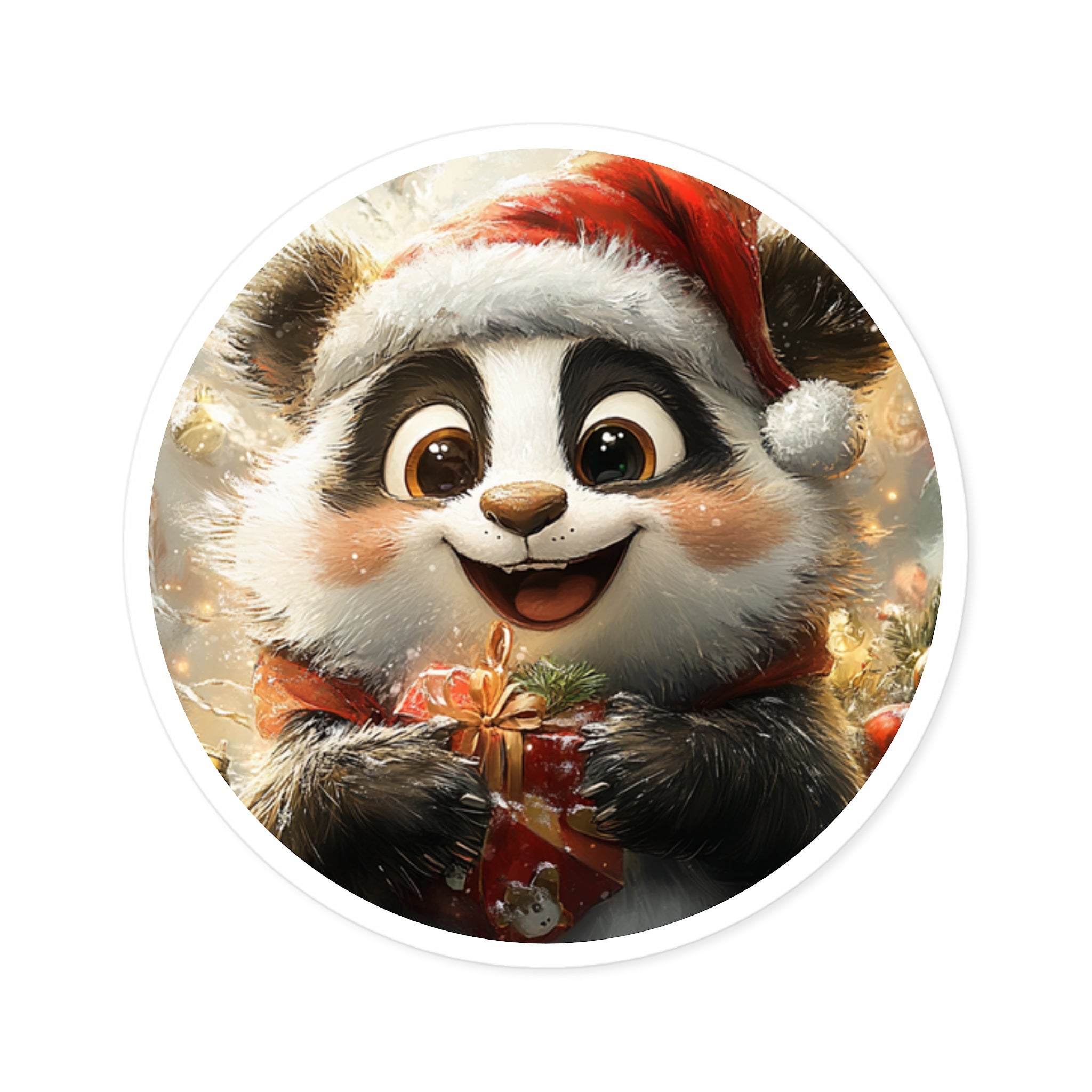 Christmas Panda Sticker, Cute Holiday Art, Festive Animal Design, Cheerful Gift
