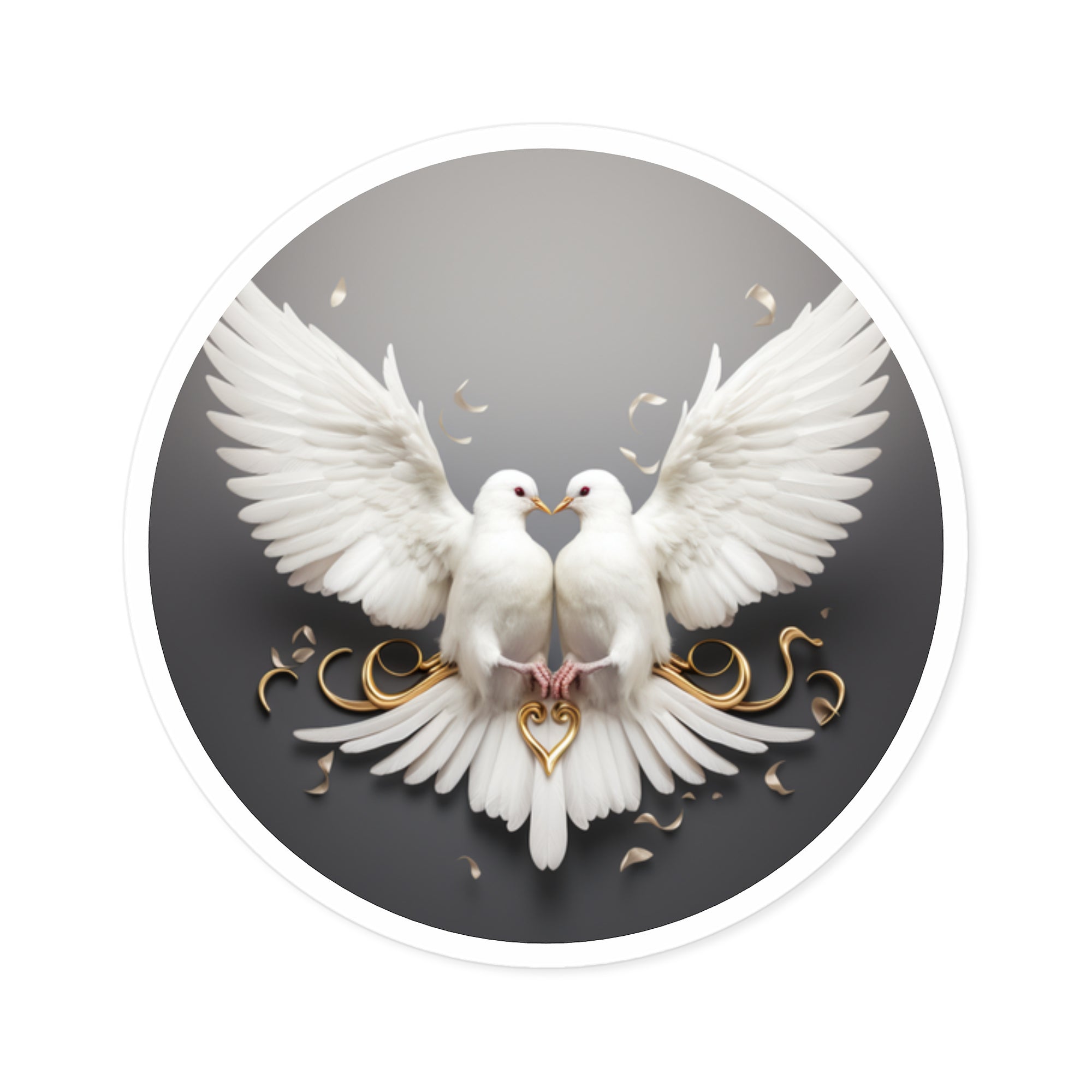White Doves of Love, Elegant Bird Sticker, Wedding Symbol Design, Peace Art