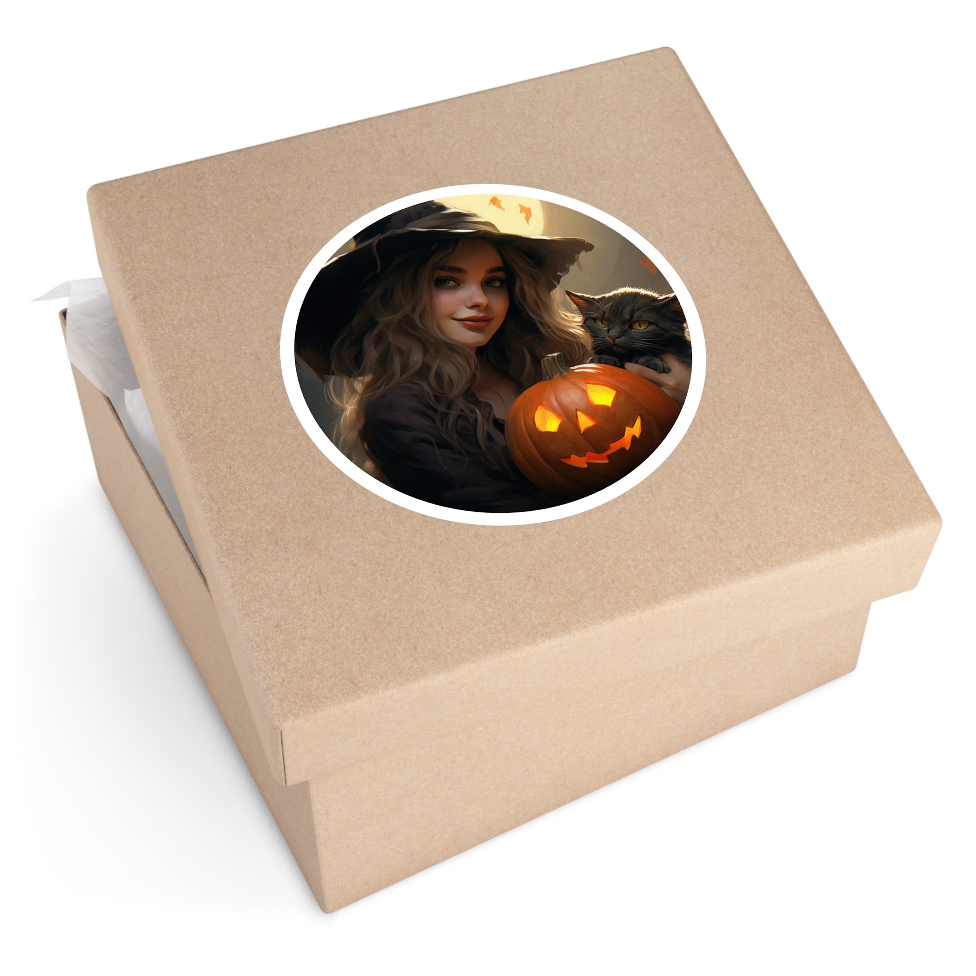 Cute Witch Holding Pumpkin Sticker