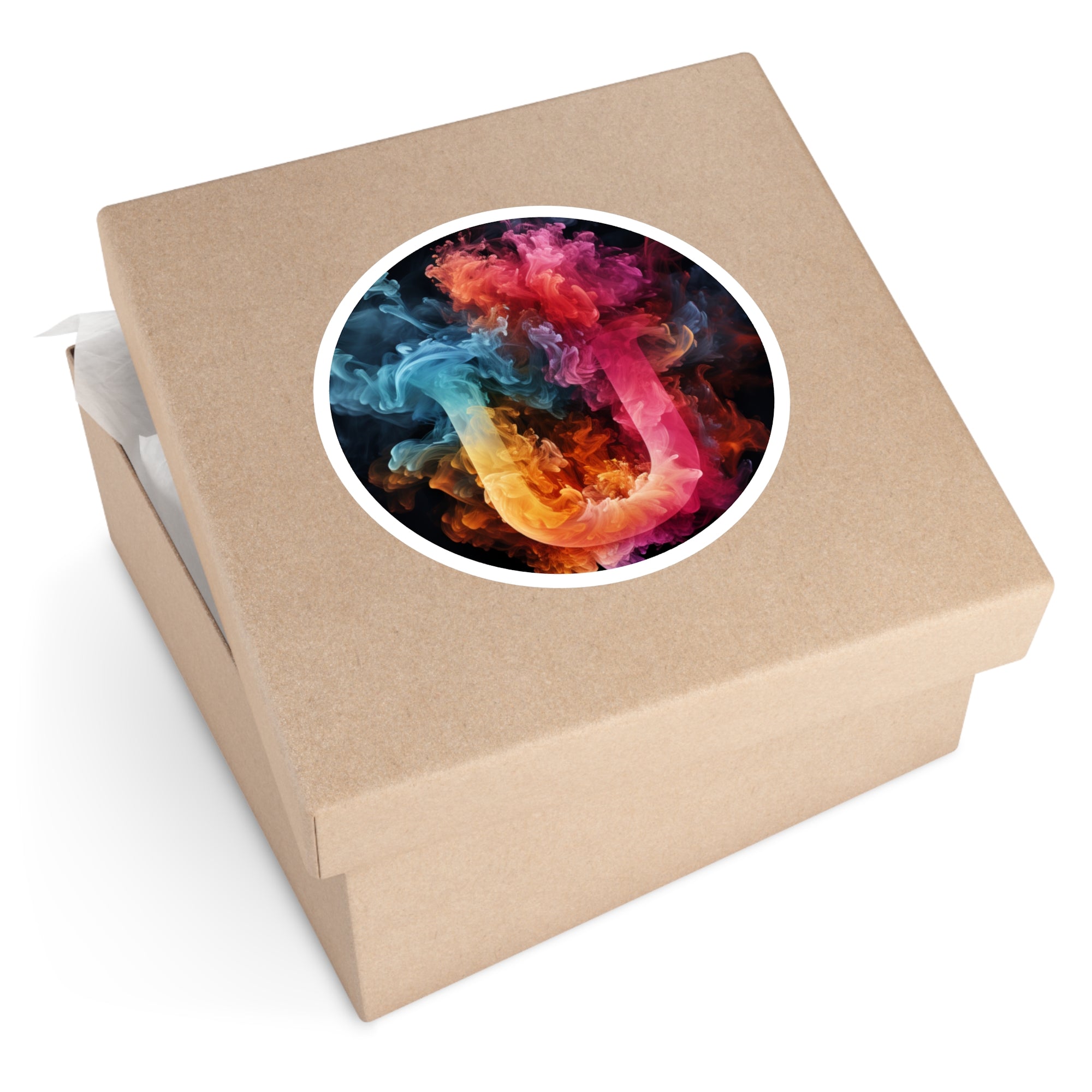 Letter U Smoke Art, Colorful Design Sticker, Vibrant Decor